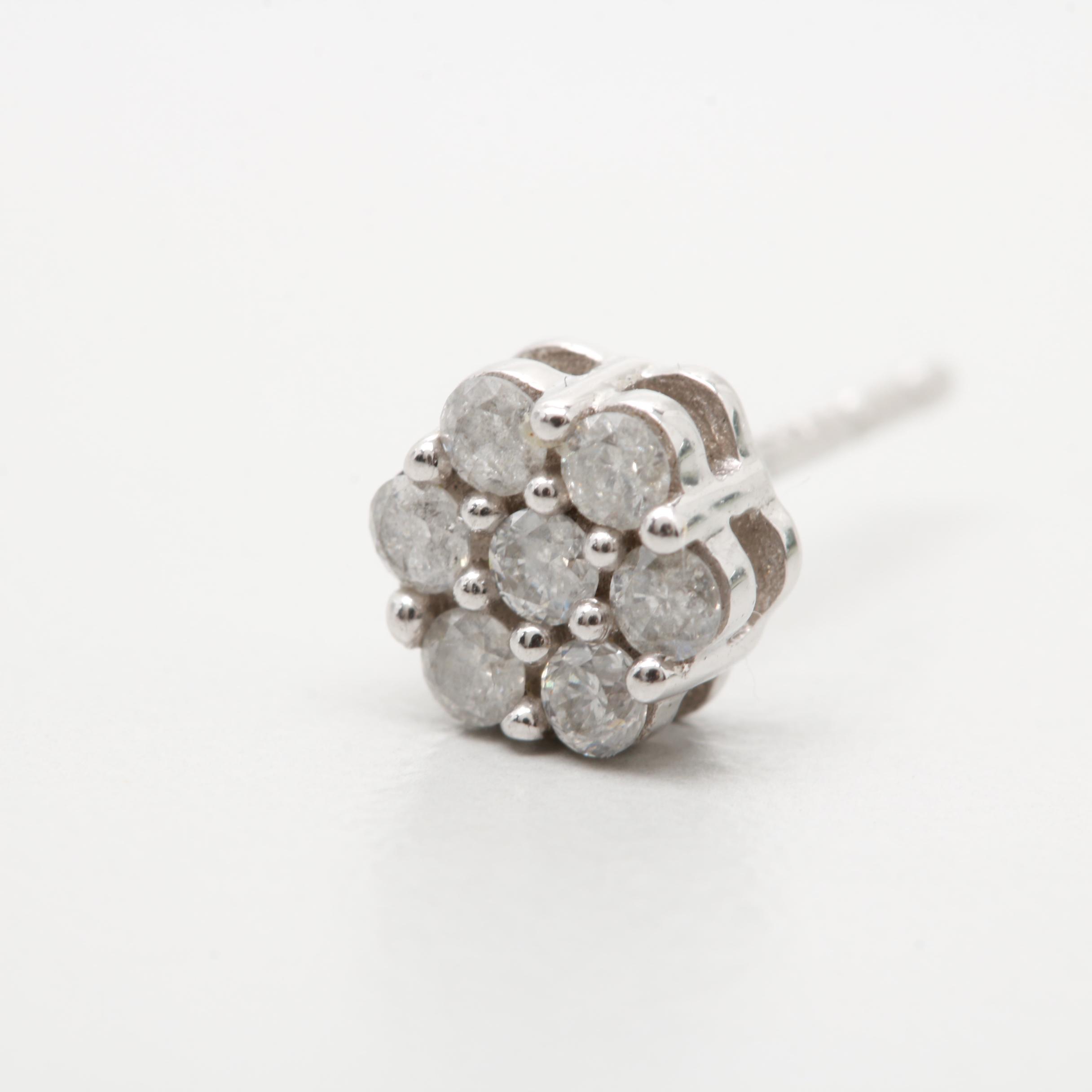10K White Gold Diamond Stud Earrings