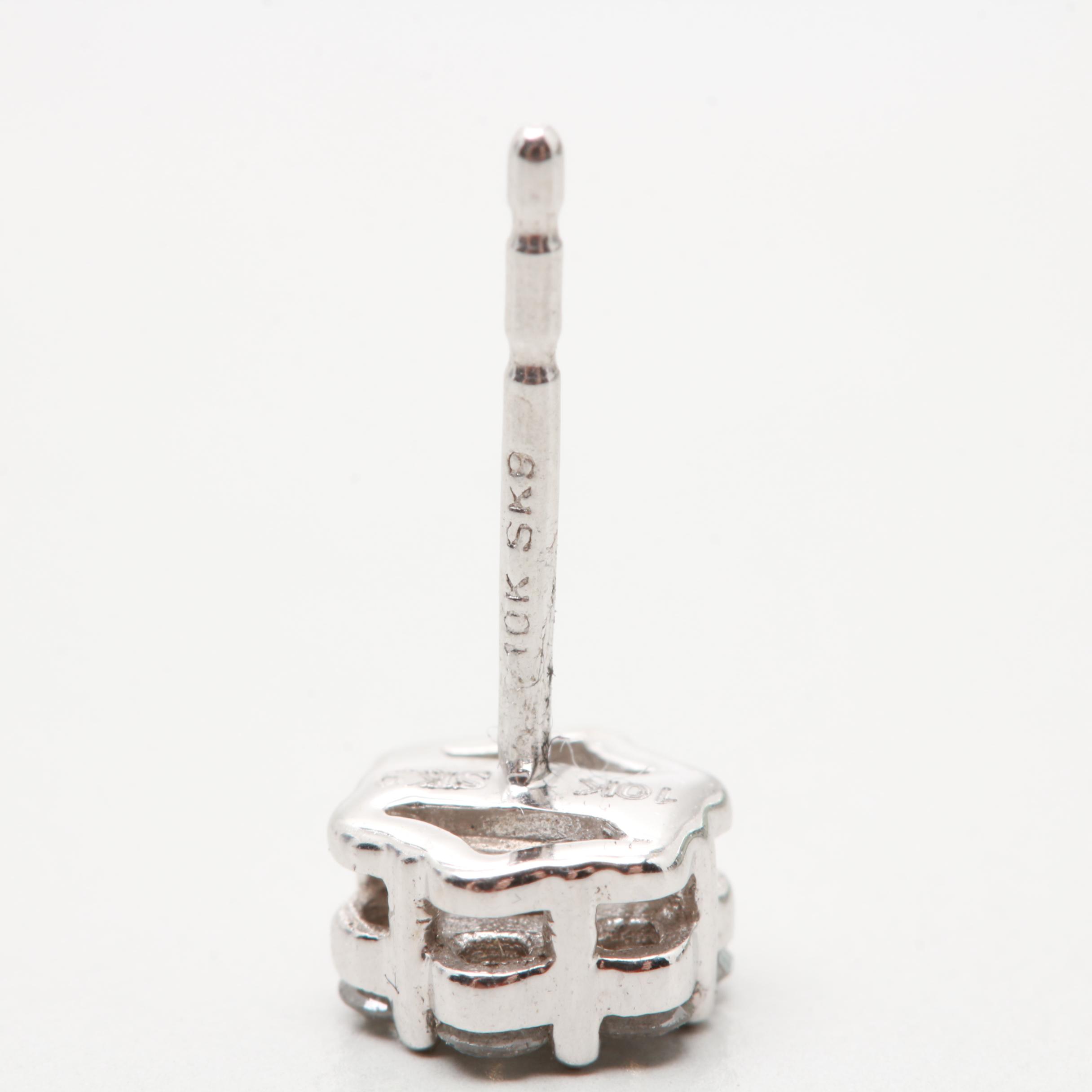 10K White Gold Diamond Stud Earrings