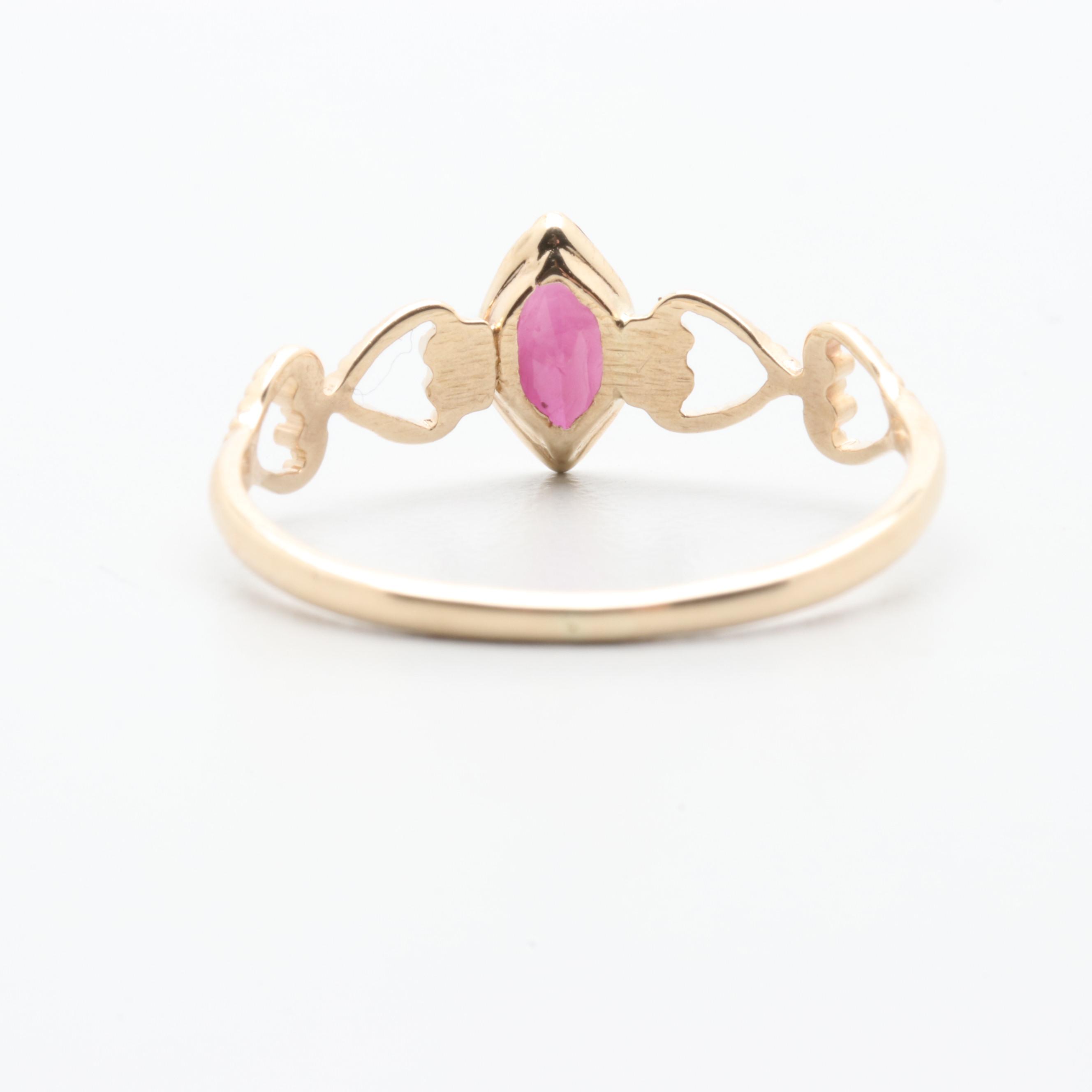 10K Yellow Gold Synthetic Ruby Ring