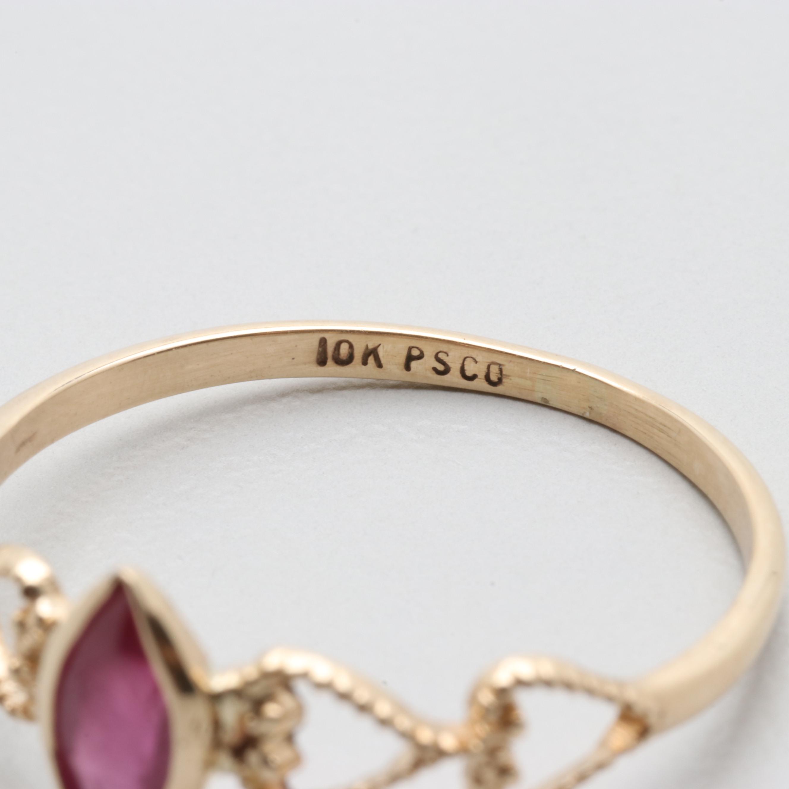 10K Yellow Gold Synthetic Ruby Ring