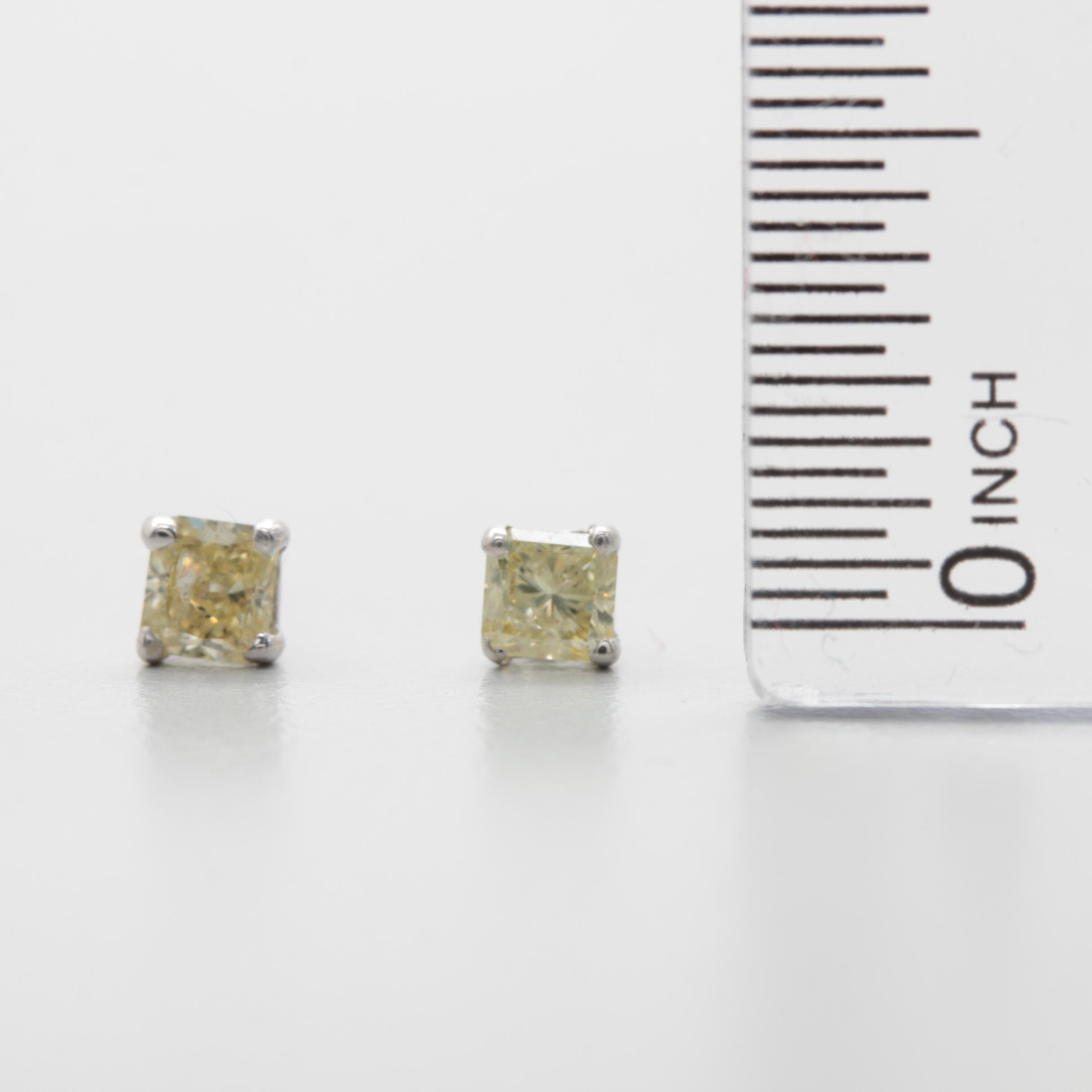 14K White Gold Diamond Stud Earrings