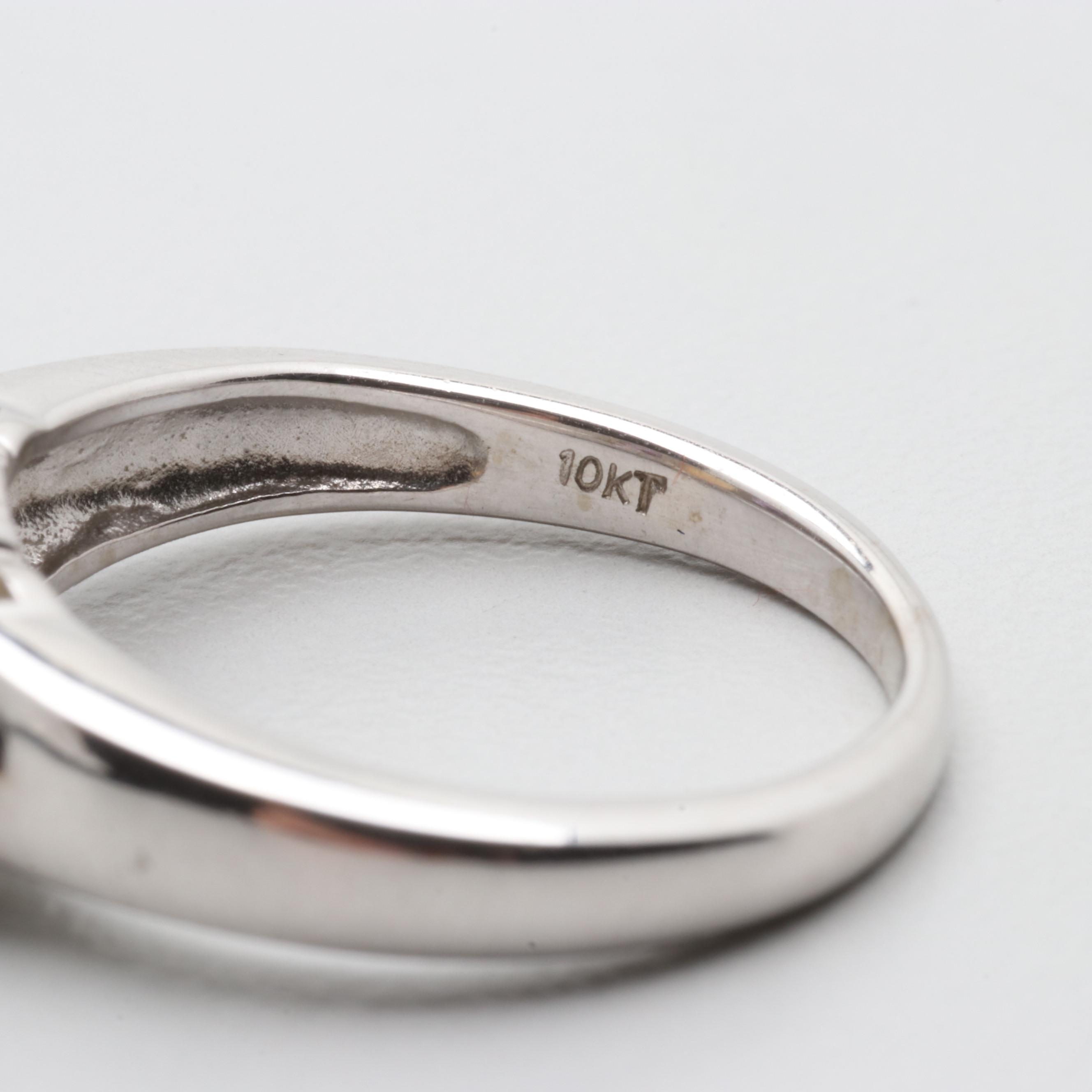 10K White Gold Opal and Amethyst Ring