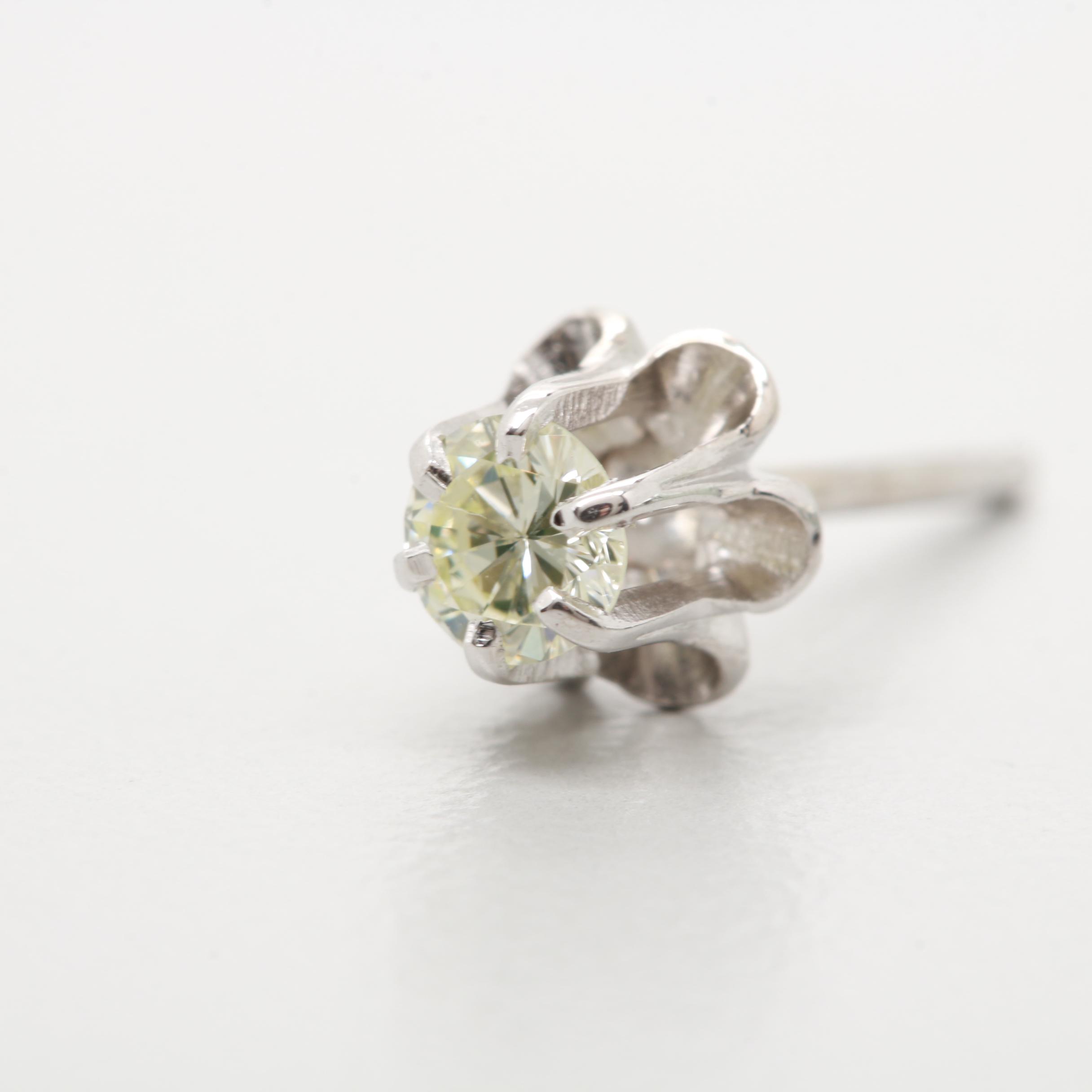 14K White Gold Diamond Stud Earrings