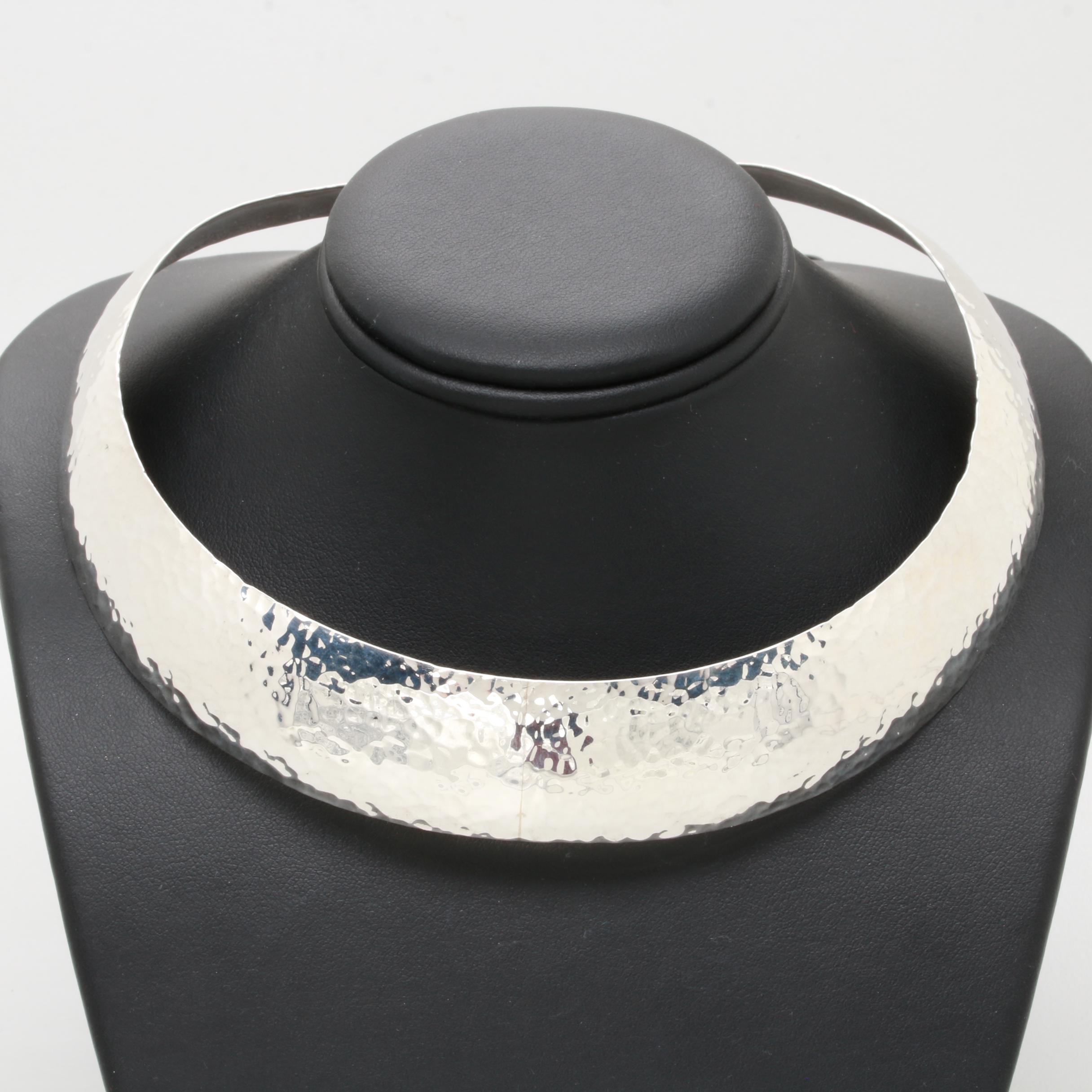 R.R. Lewis Sterling Silver Hammered Collar Necklace