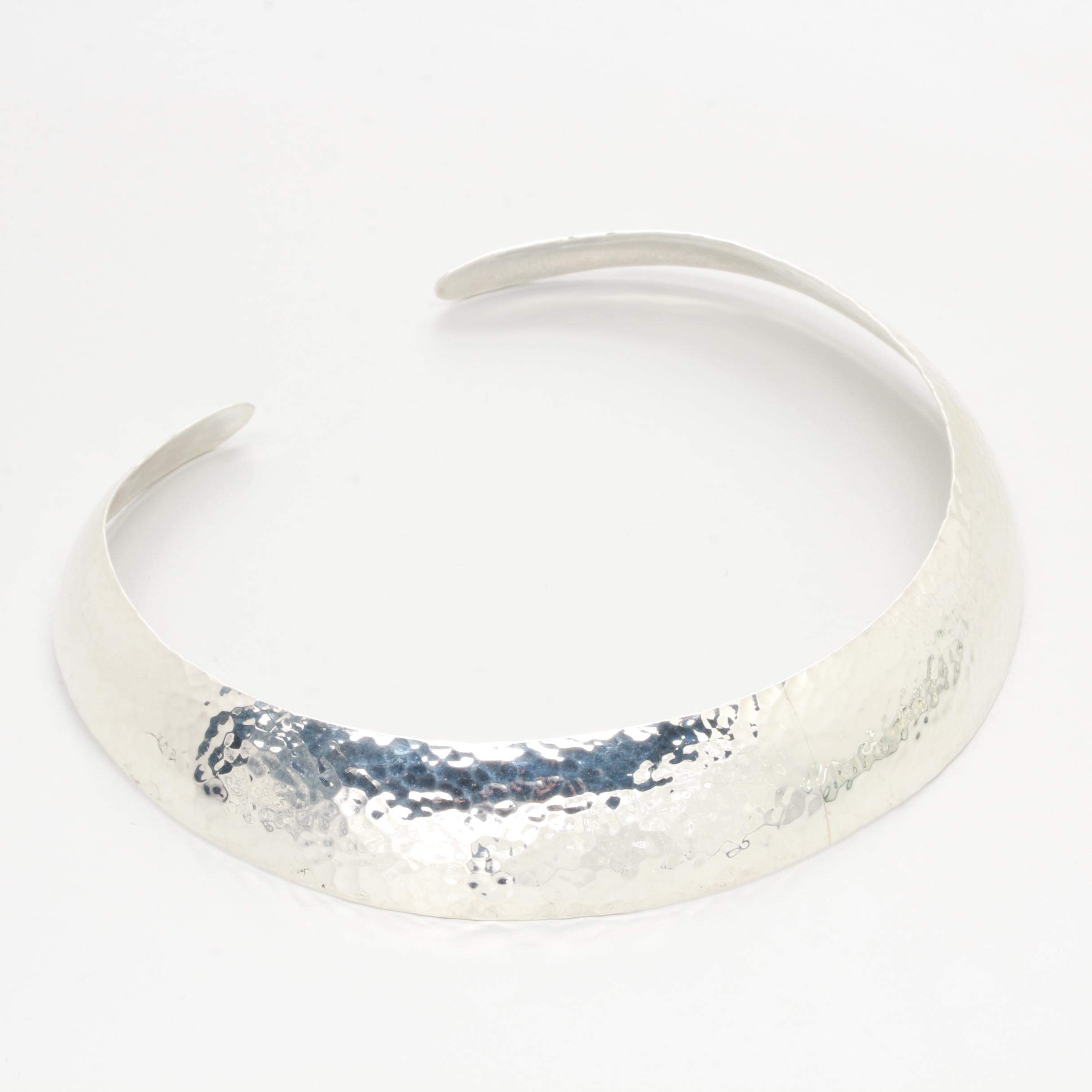 R.R. Lewis Sterling Silver Hammered Collar Necklace