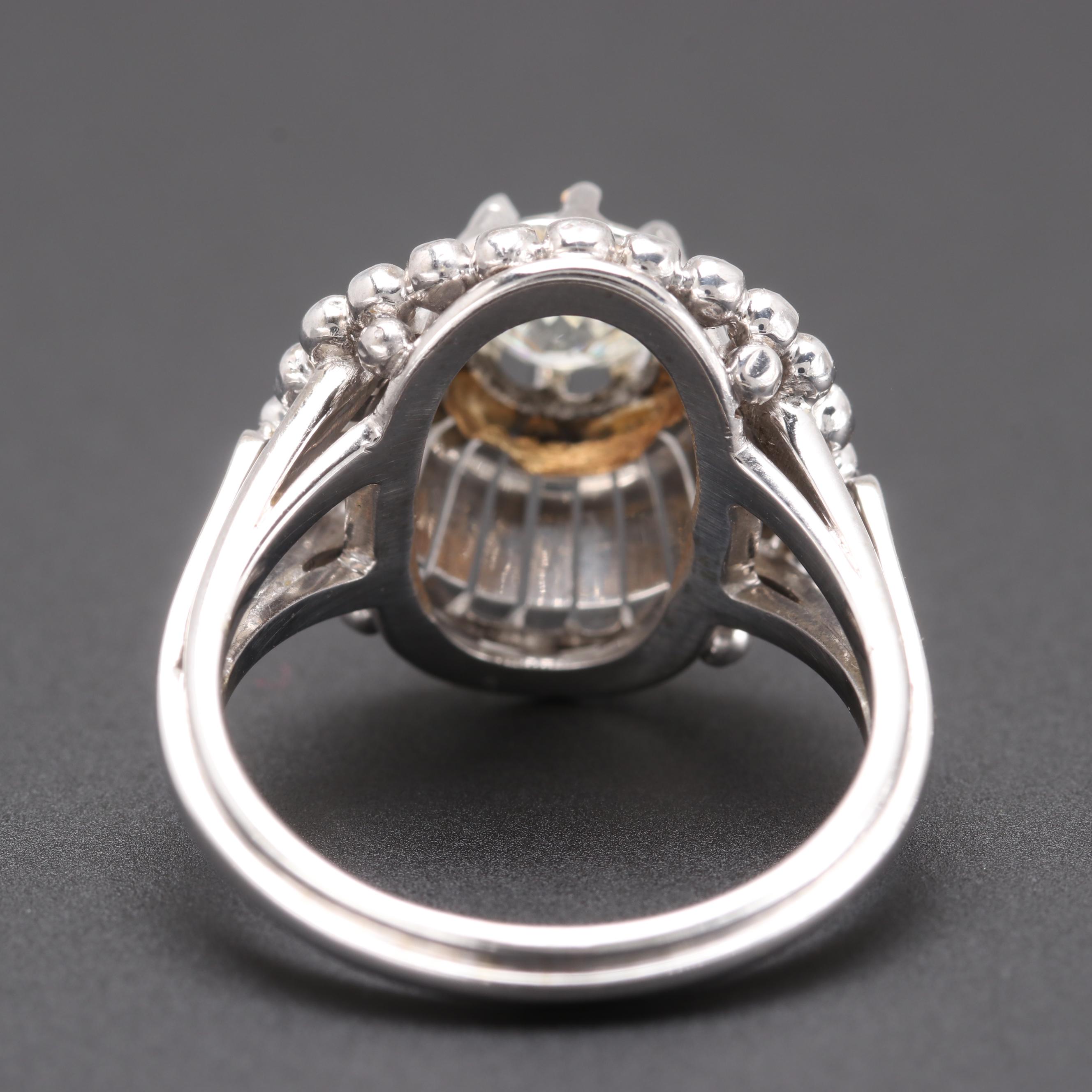 18K White Gold Diamond Halo Ring with GIA Report