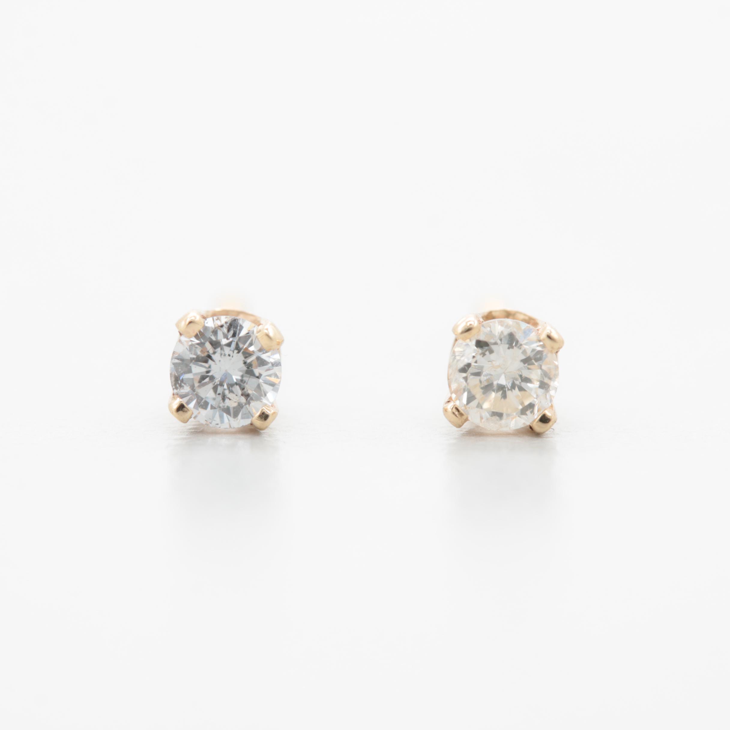14K Yellow Gold Diamond Earrings