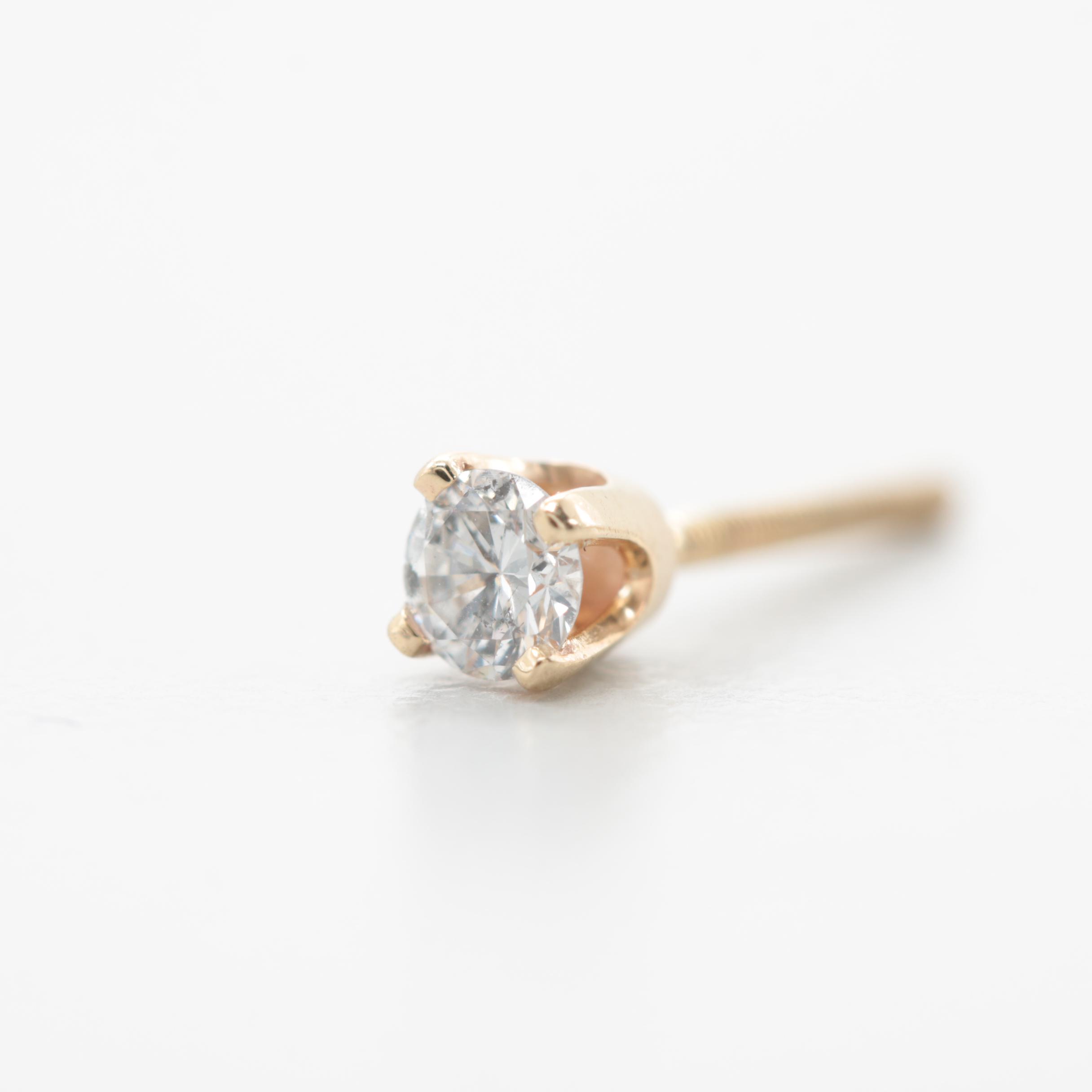 14K Yellow Gold Diamond Earrings