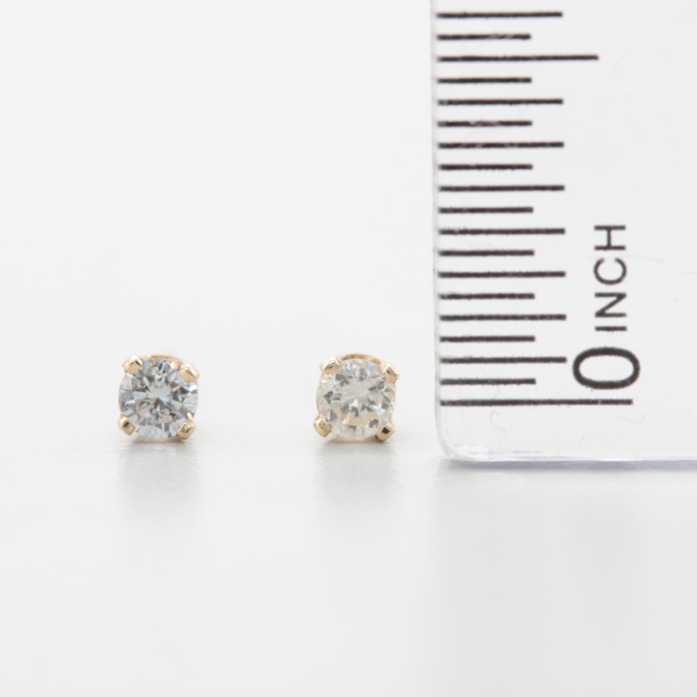 14K Yellow Gold Diamond Earrings