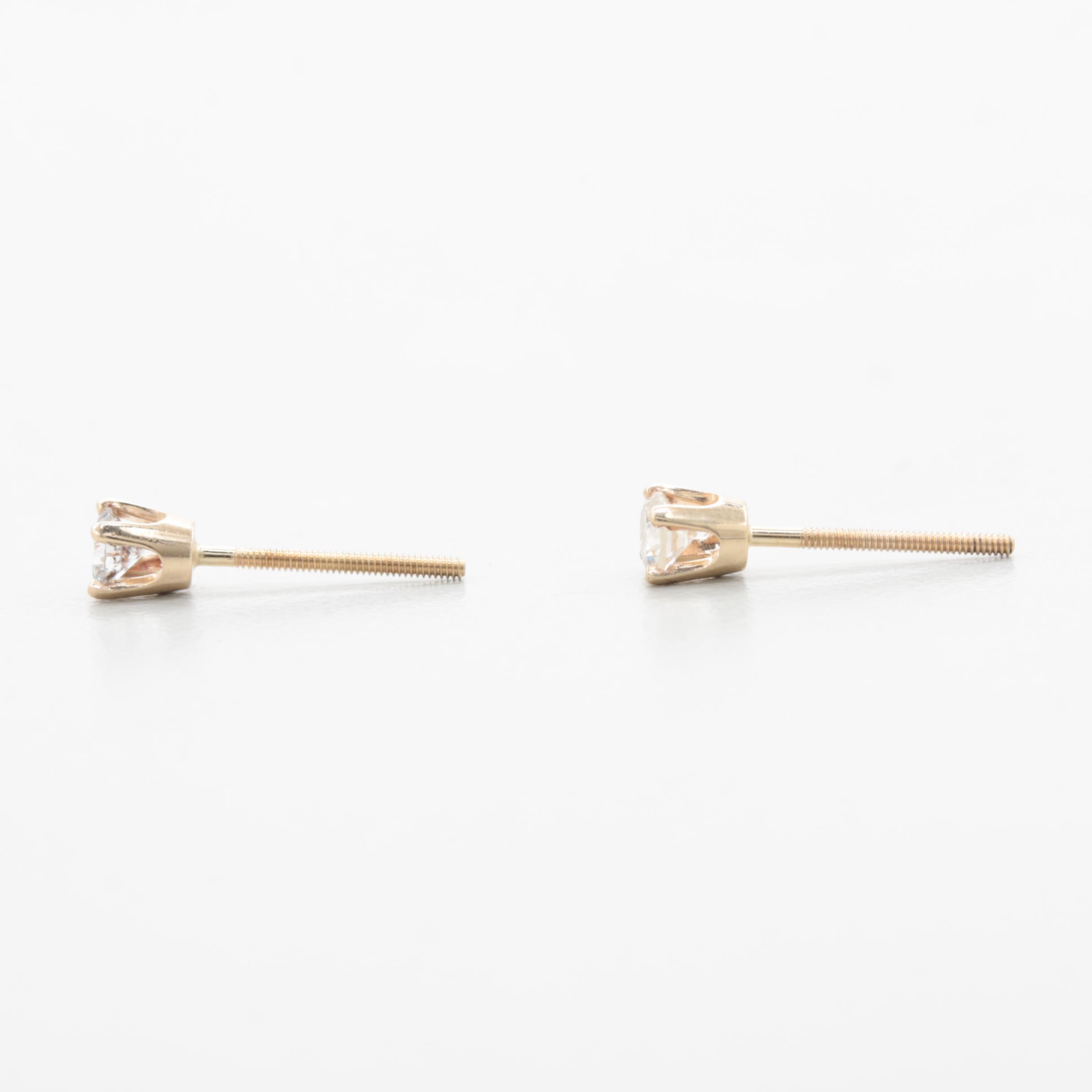 14K Yellow Gold Diamond Earrings