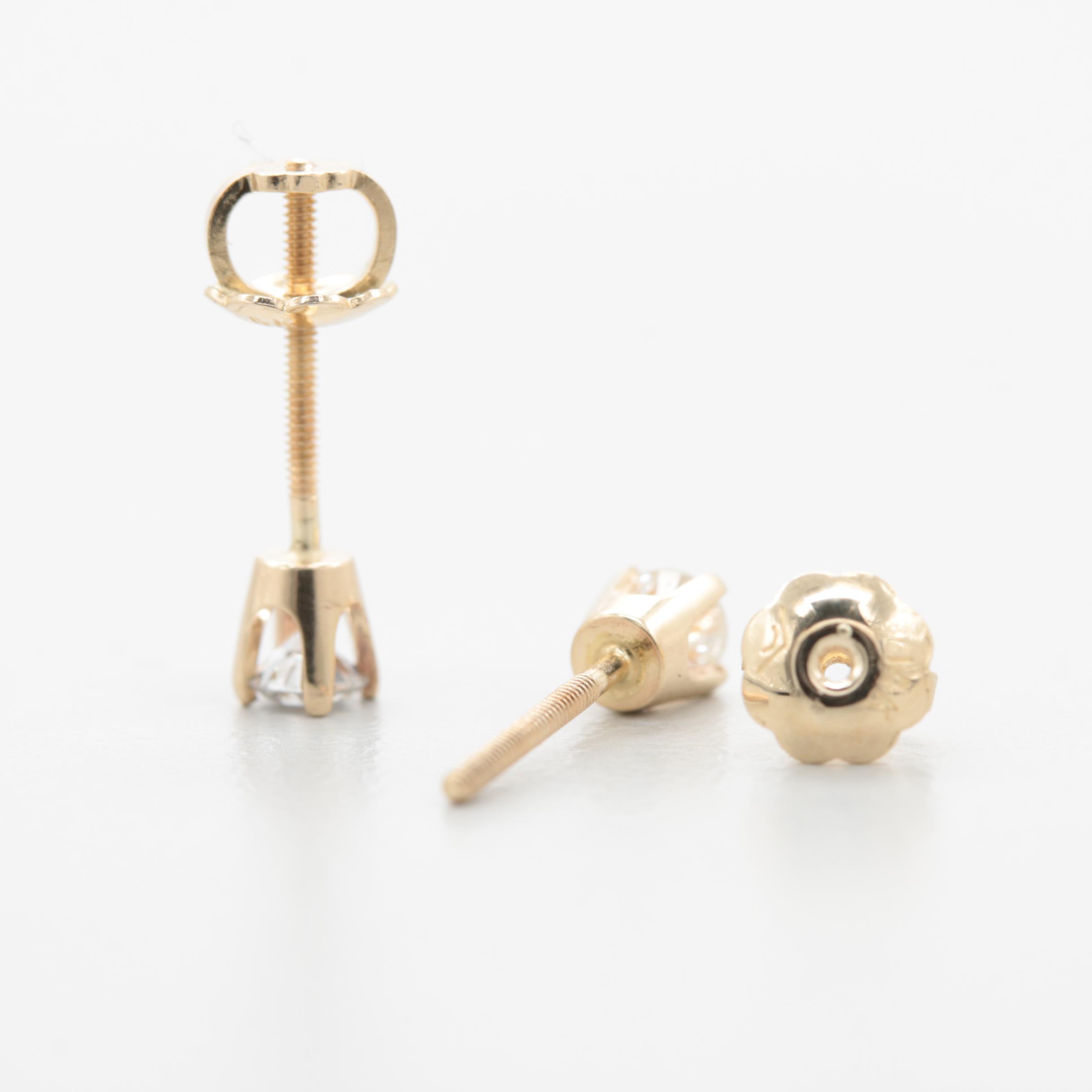 14K Yellow Gold Diamond Earrings