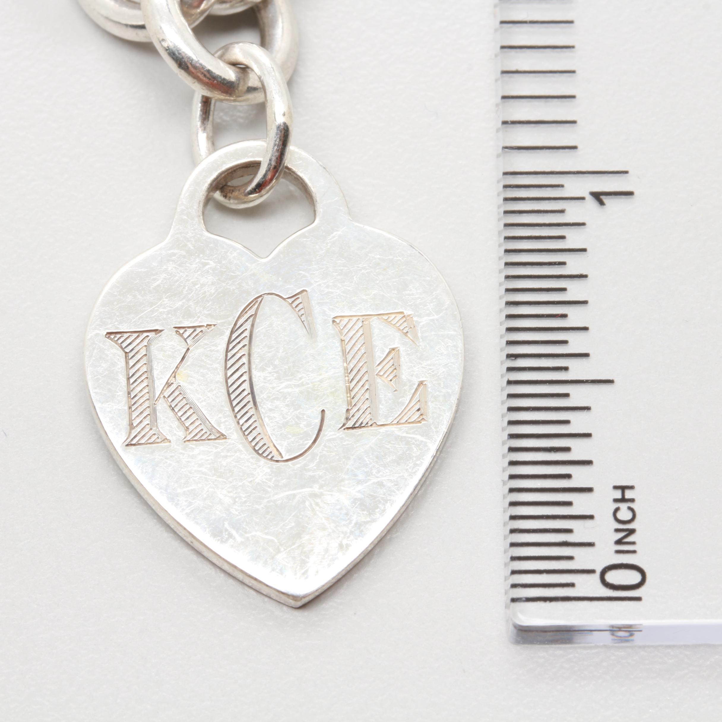 Tiffany & Co. Sterling Silver Chunky Rolo Chain Necklace with Heart Charm