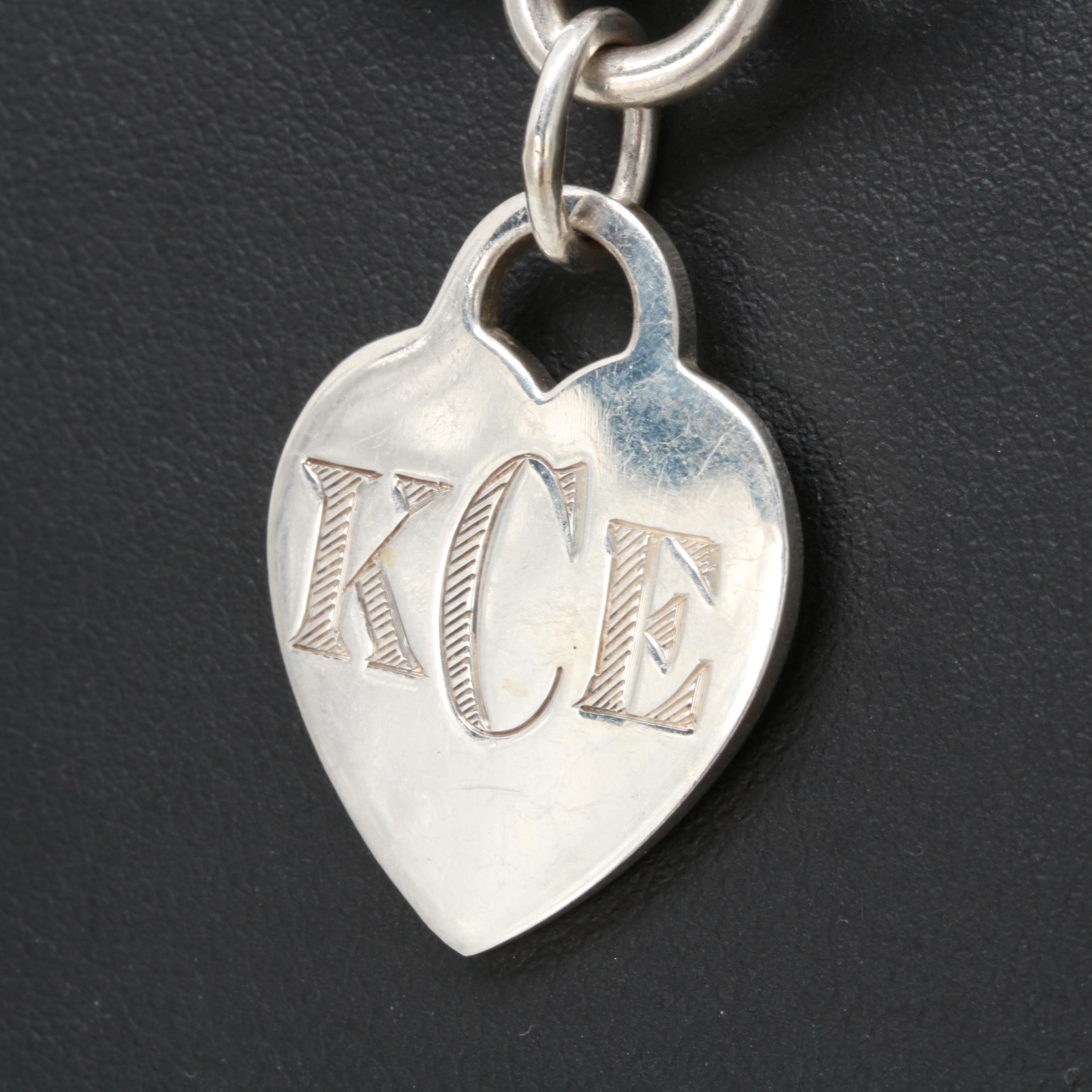 Tiffany & Co. Sterling Silver Chunky Rolo Chain Necklace with Heart Charm