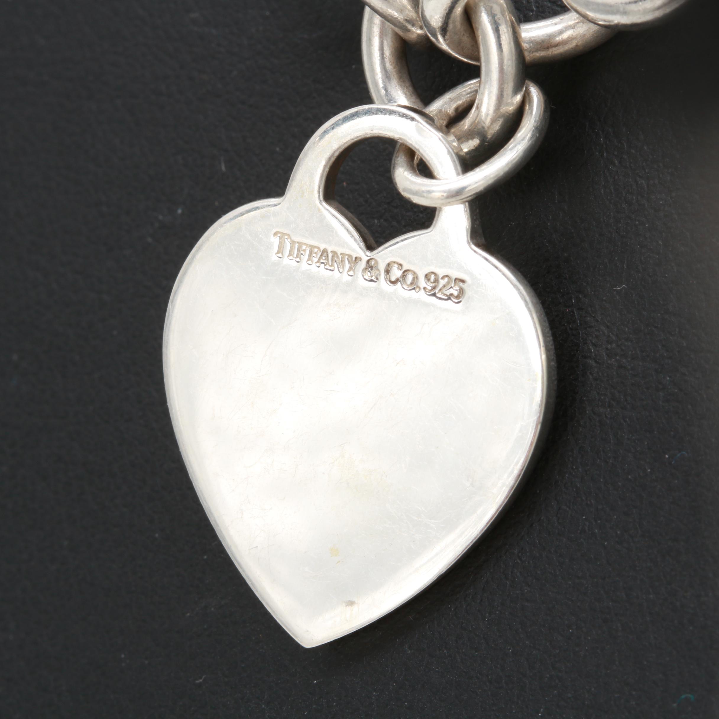 Tiffany & Co. Sterling Silver Chunky Rolo Chain Necklace with Heart Charm