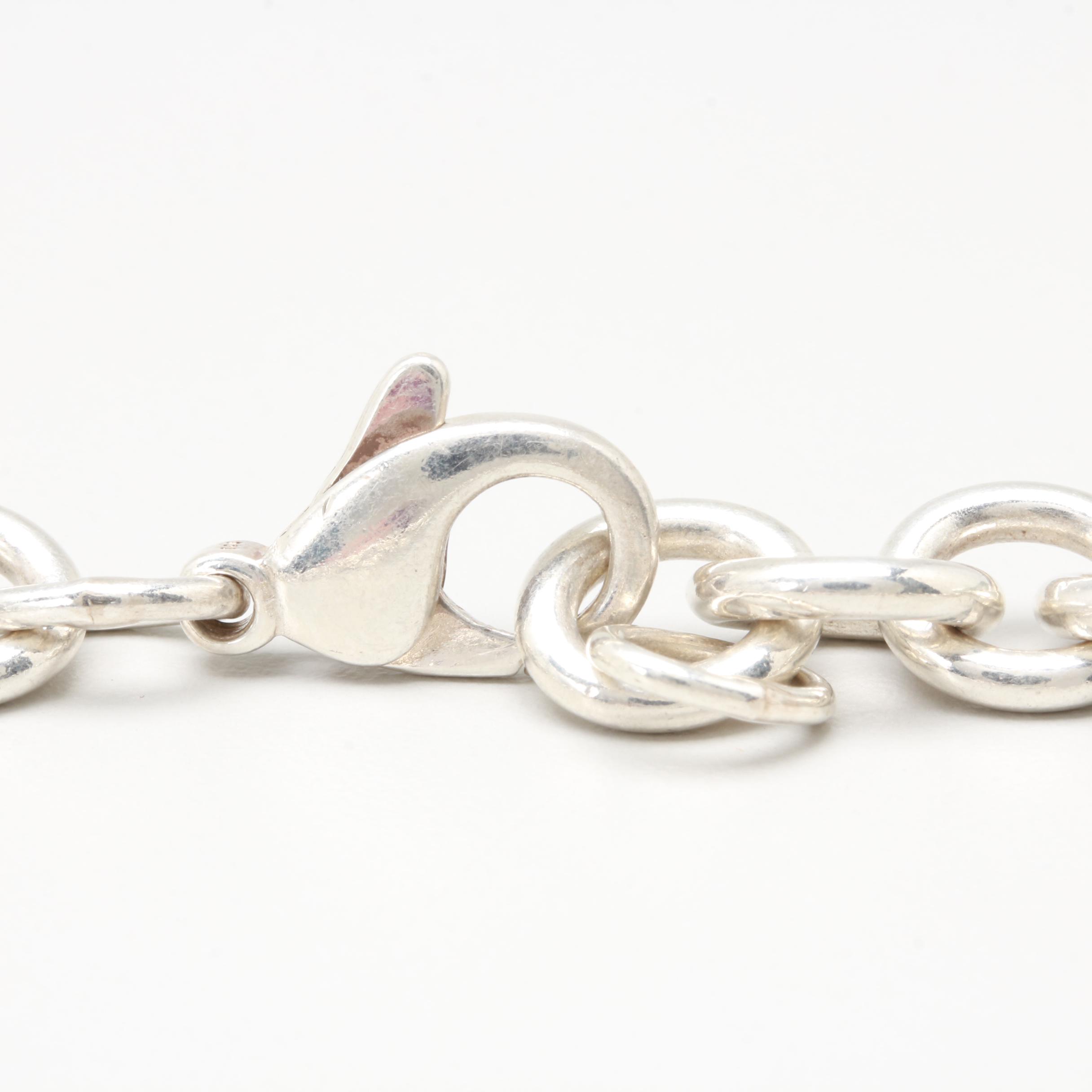 Tiffany & Co. Sterling Silver Chunky Rolo Chain Necklace with Heart Charm