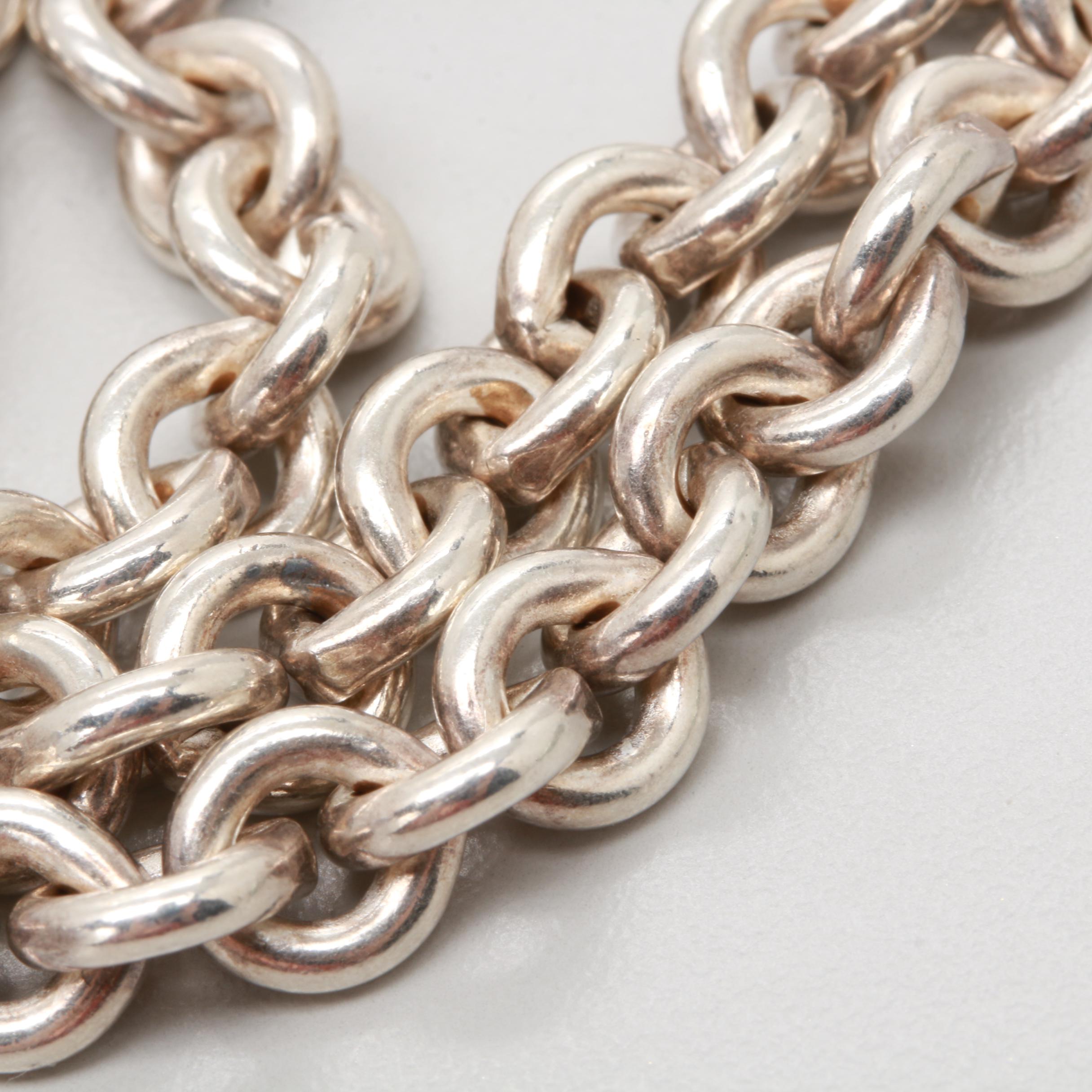 Guess Silver Tone Rolo Chain Necklace