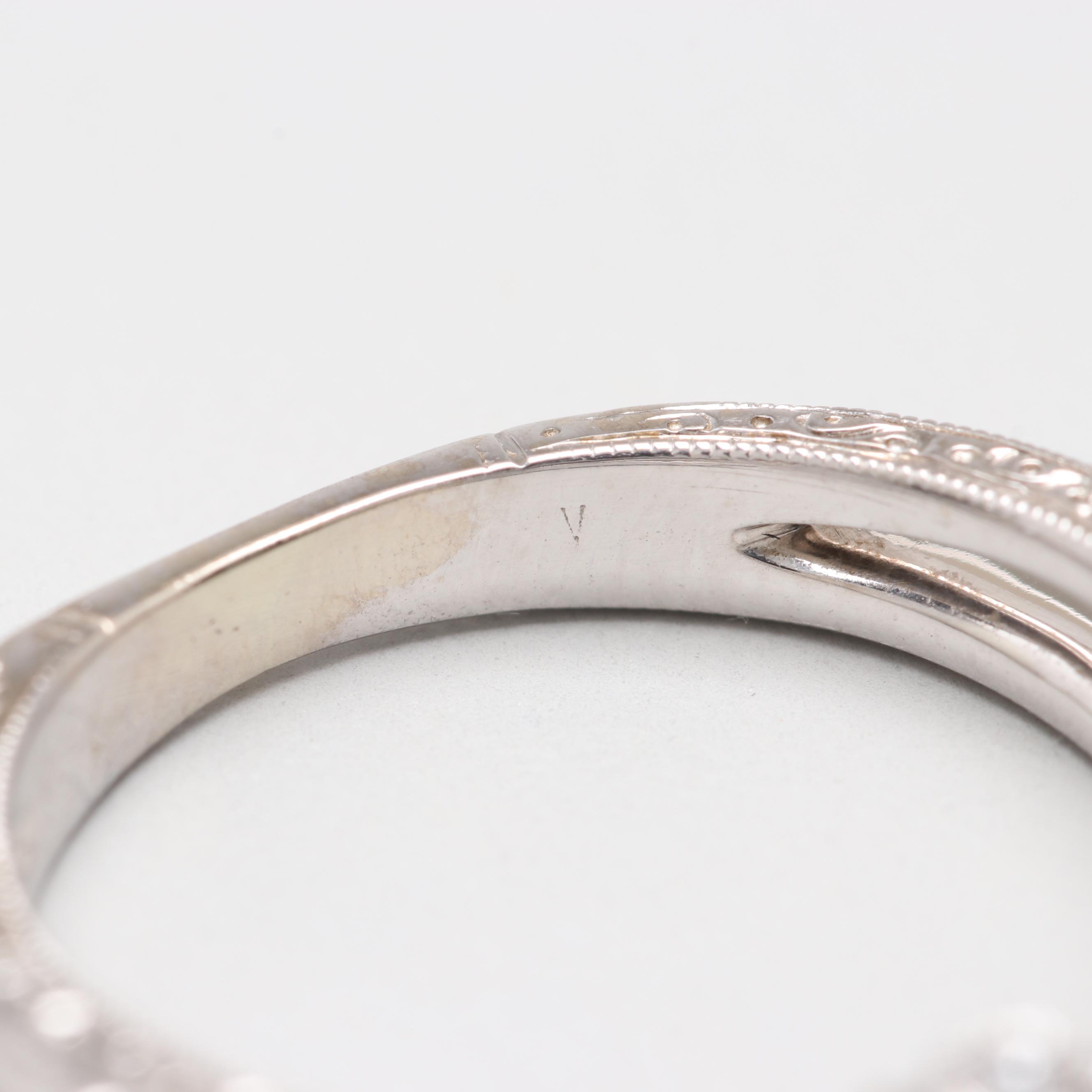 14K White Gold 0.55 CTW Diamond and Sapphire Bridal Ring Set