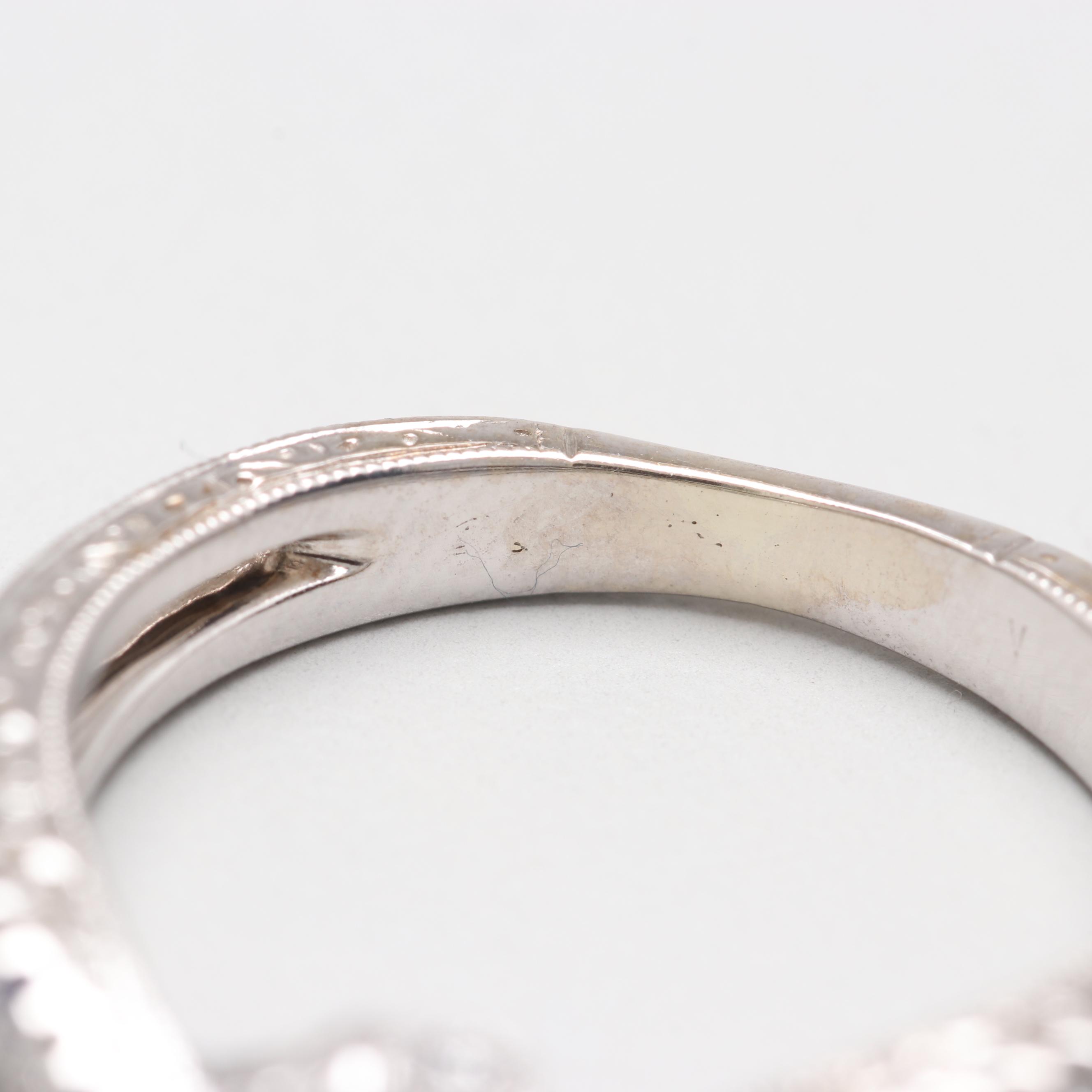 14K White Gold 0.55 CTW Diamond and Sapphire Bridal Ring Set