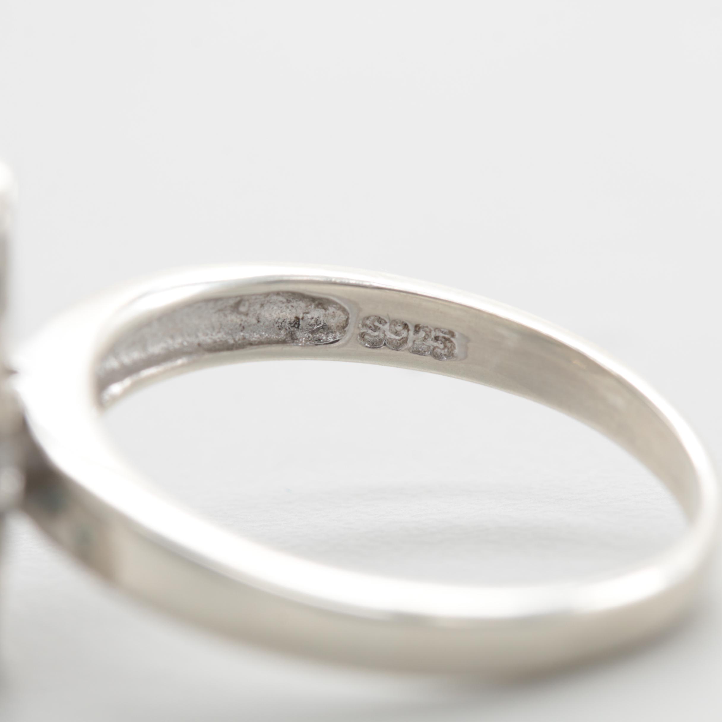 Sterling Silver Blue Diamond Abstract Butterfly Ring