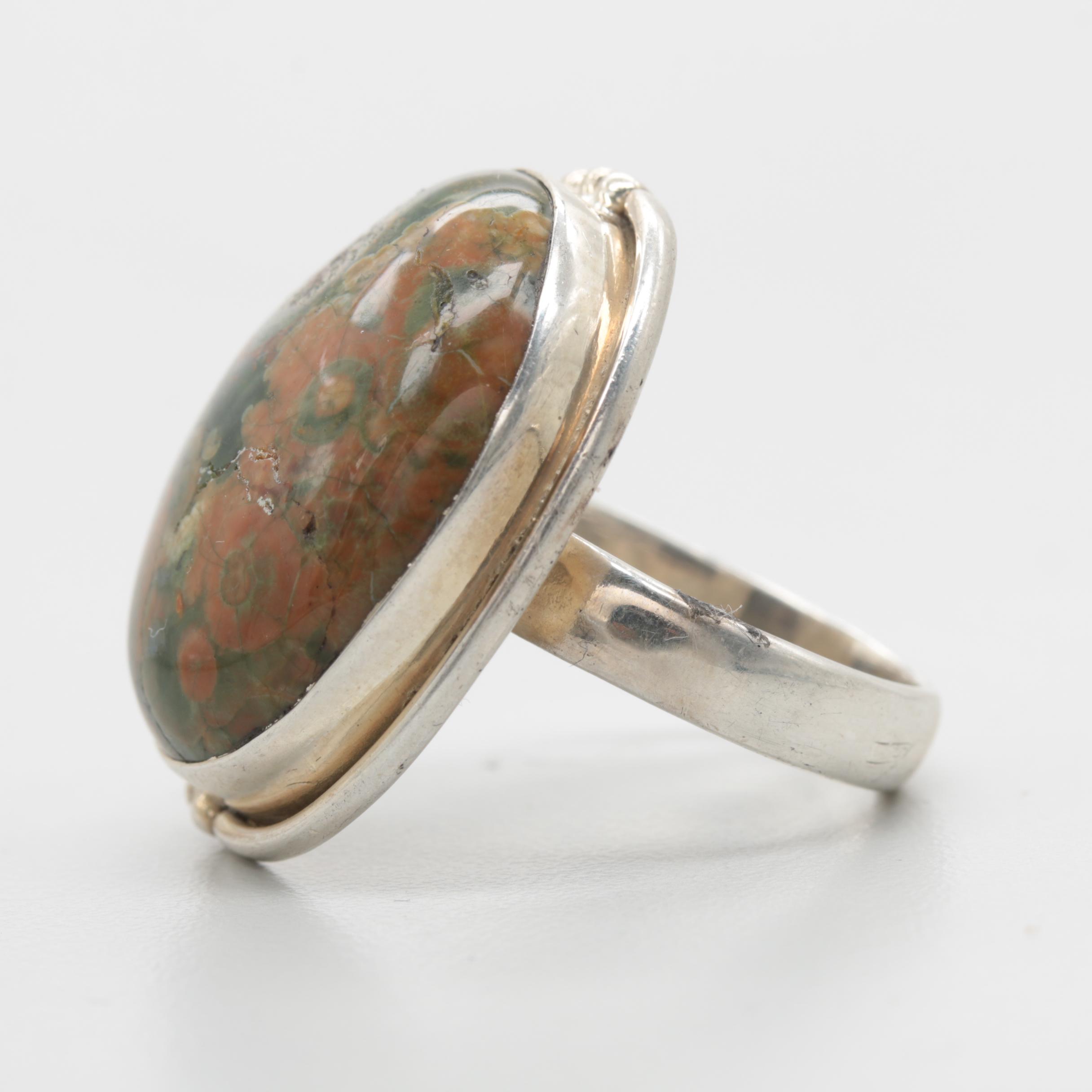 Sterling Silver Unakite Ring