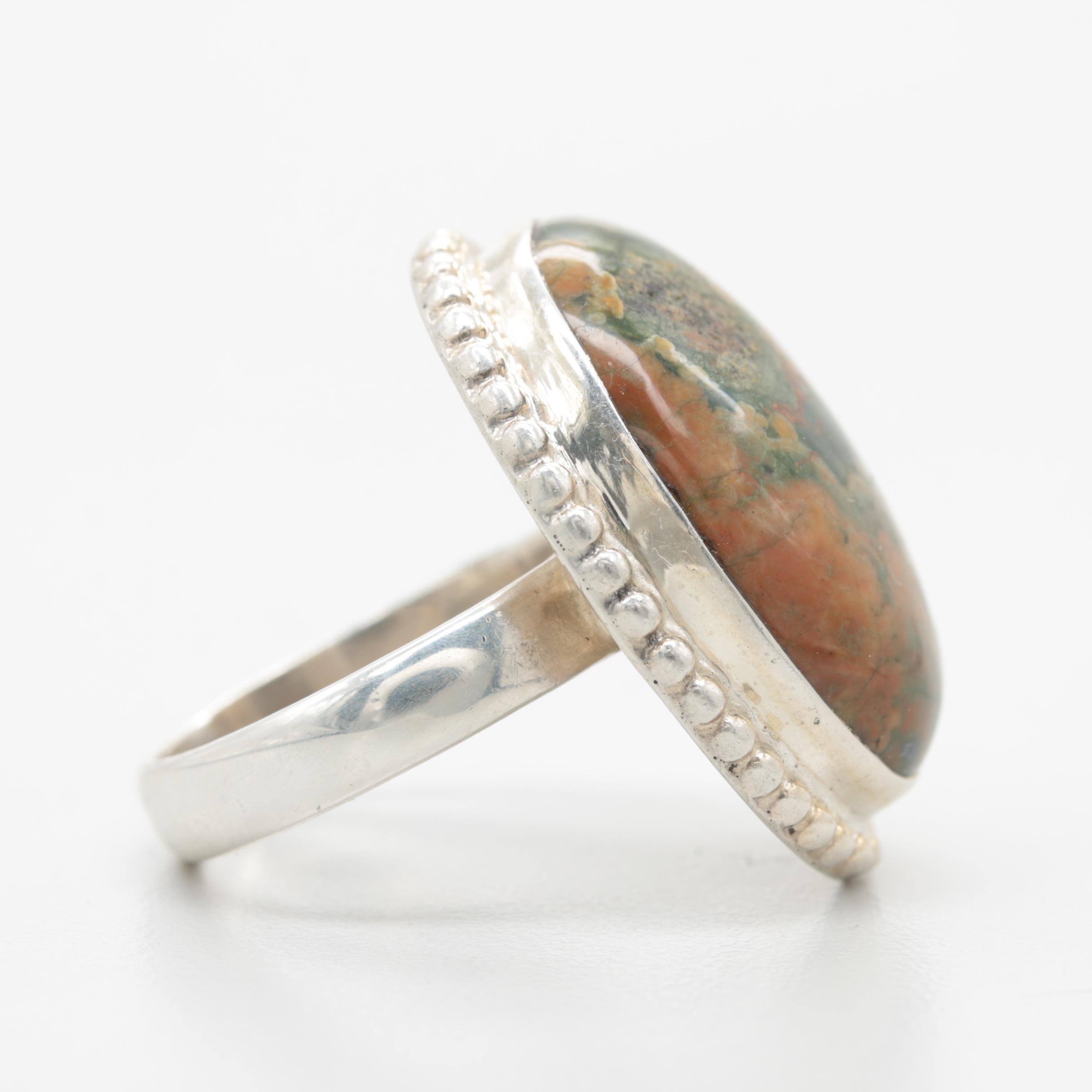 Sterling Silver Unakite Ring