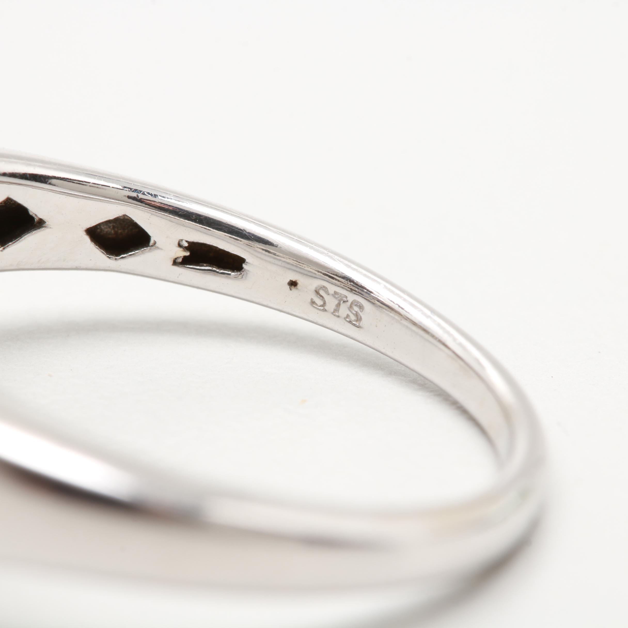 14K White Gold Blue Sapphire and Diamond Ring