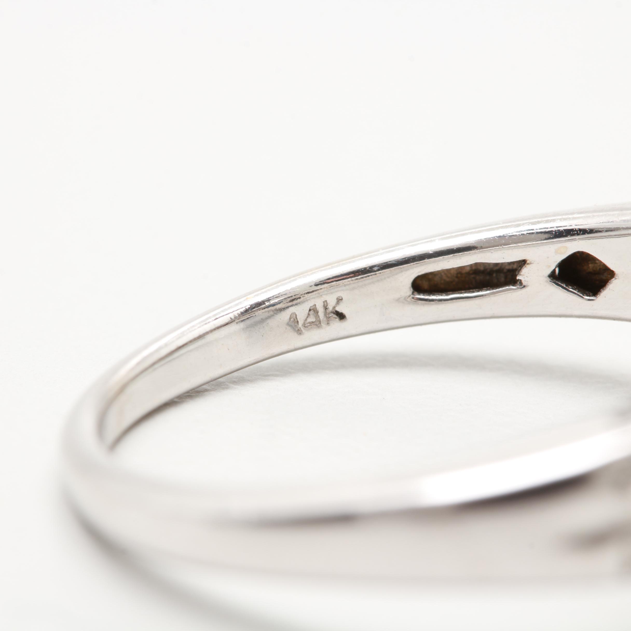 14K White Gold Blue Sapphire and Diamond Ring