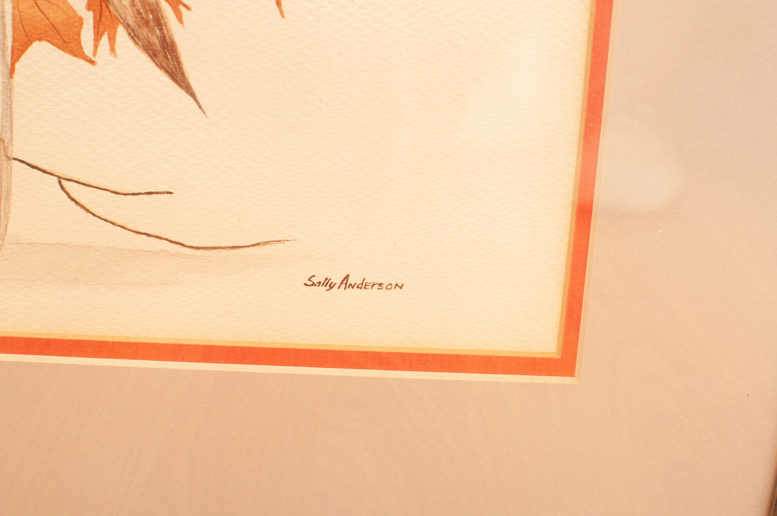 Contemporary Sally Anderson Watercolor of Fall Foliage