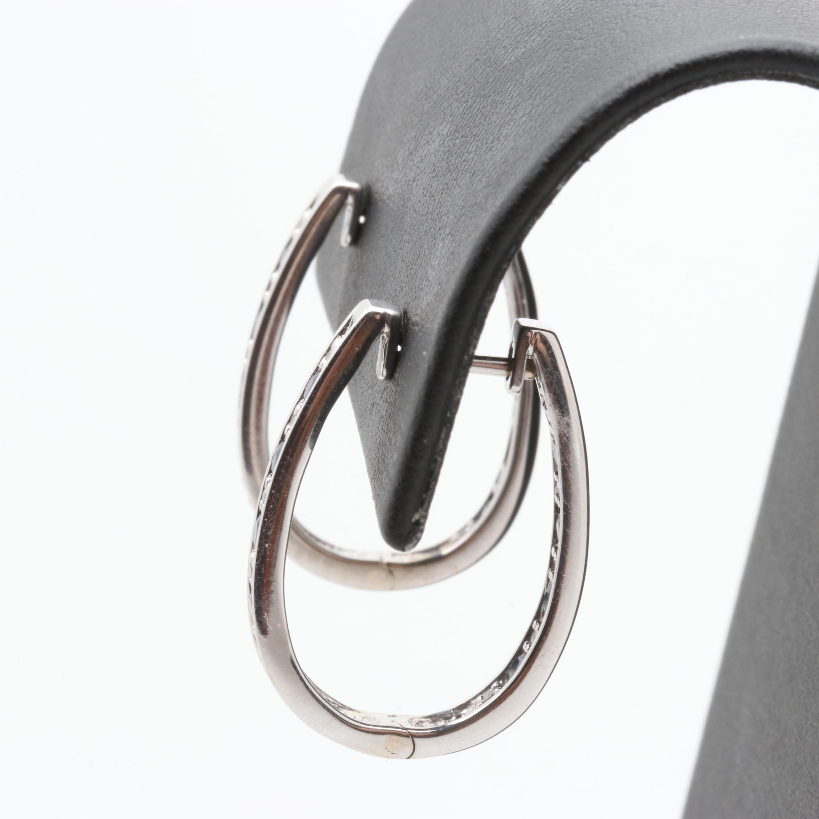 Alwand Vahan 10K White Gold Diamond and Sapphire Hoop Earrings