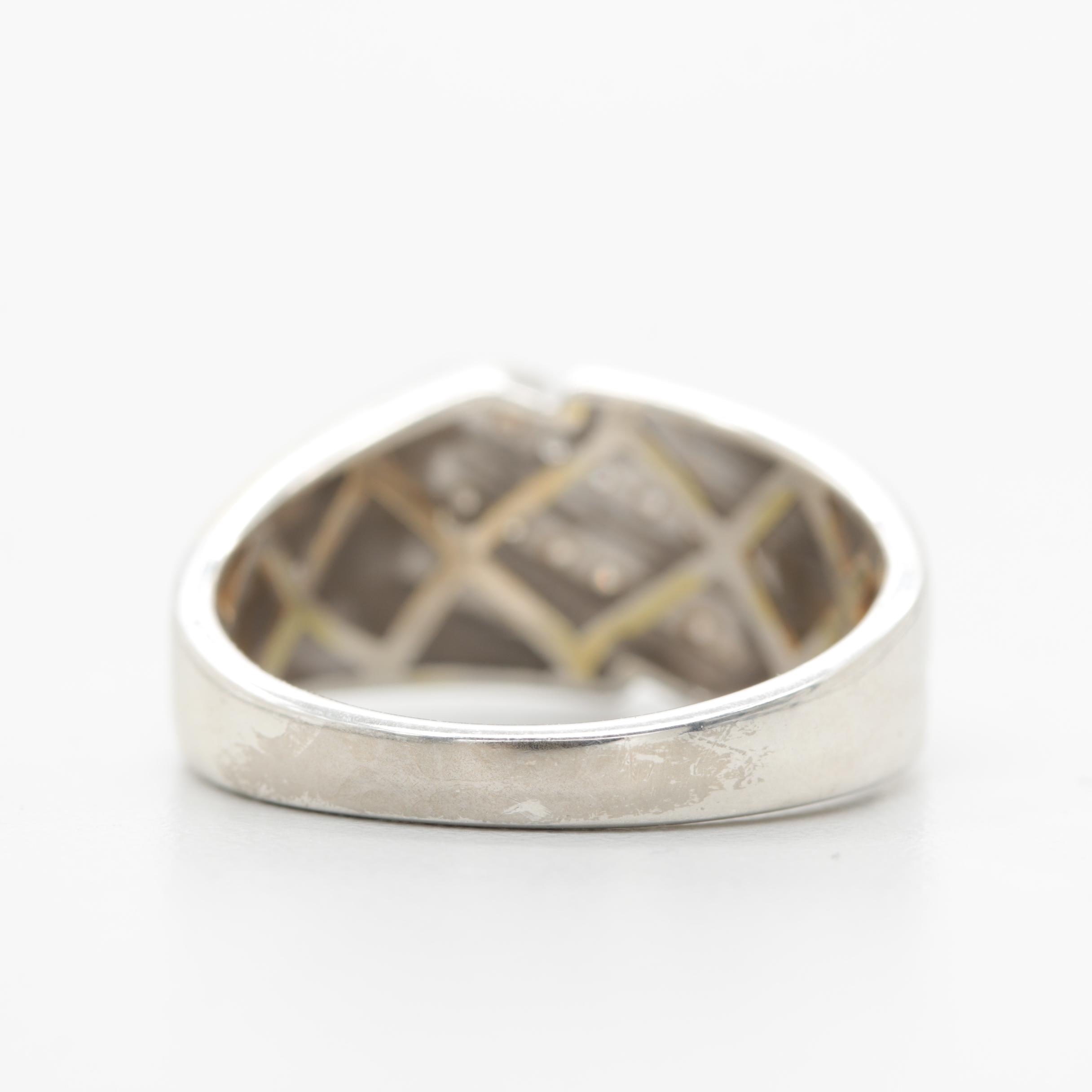 Sterling Silver Diamond Beveled Ring