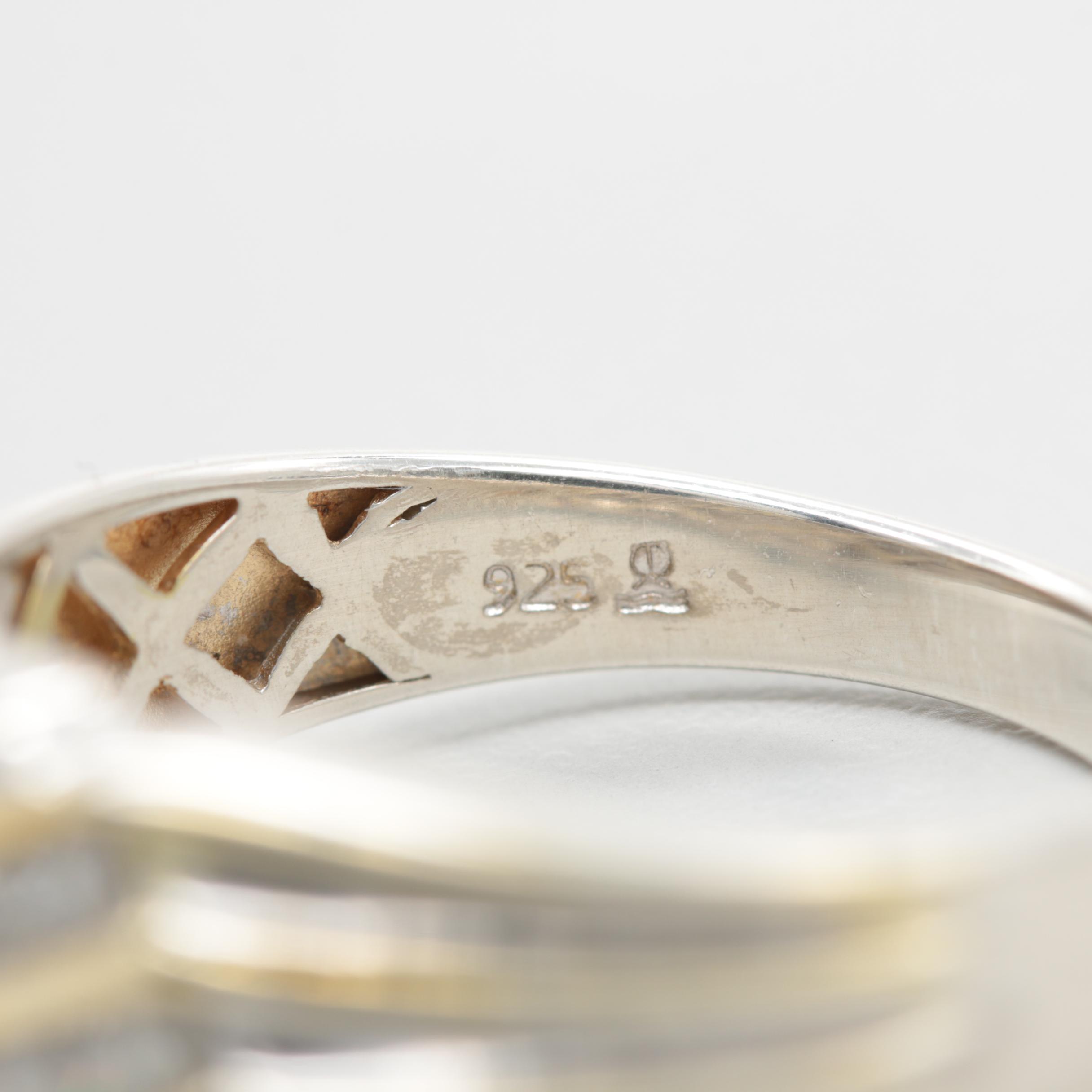 Sterling Silver Diamond Beveled Ring