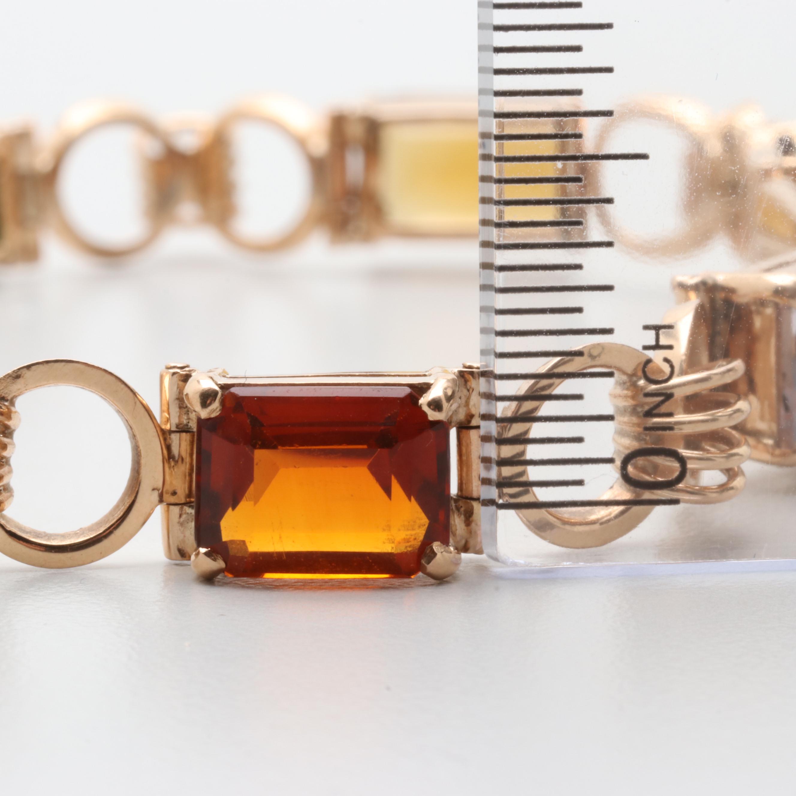 14K Rose Gold Mixed Gemstone Bracelet Including Morganite