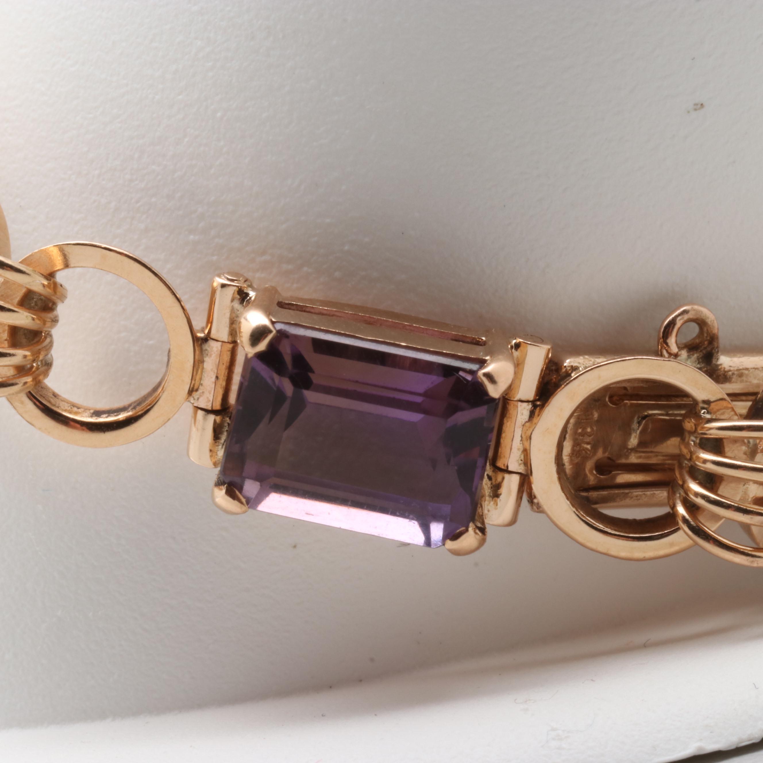 14K Rose Gold Mixed Gemstone Bracelet Including Morganite