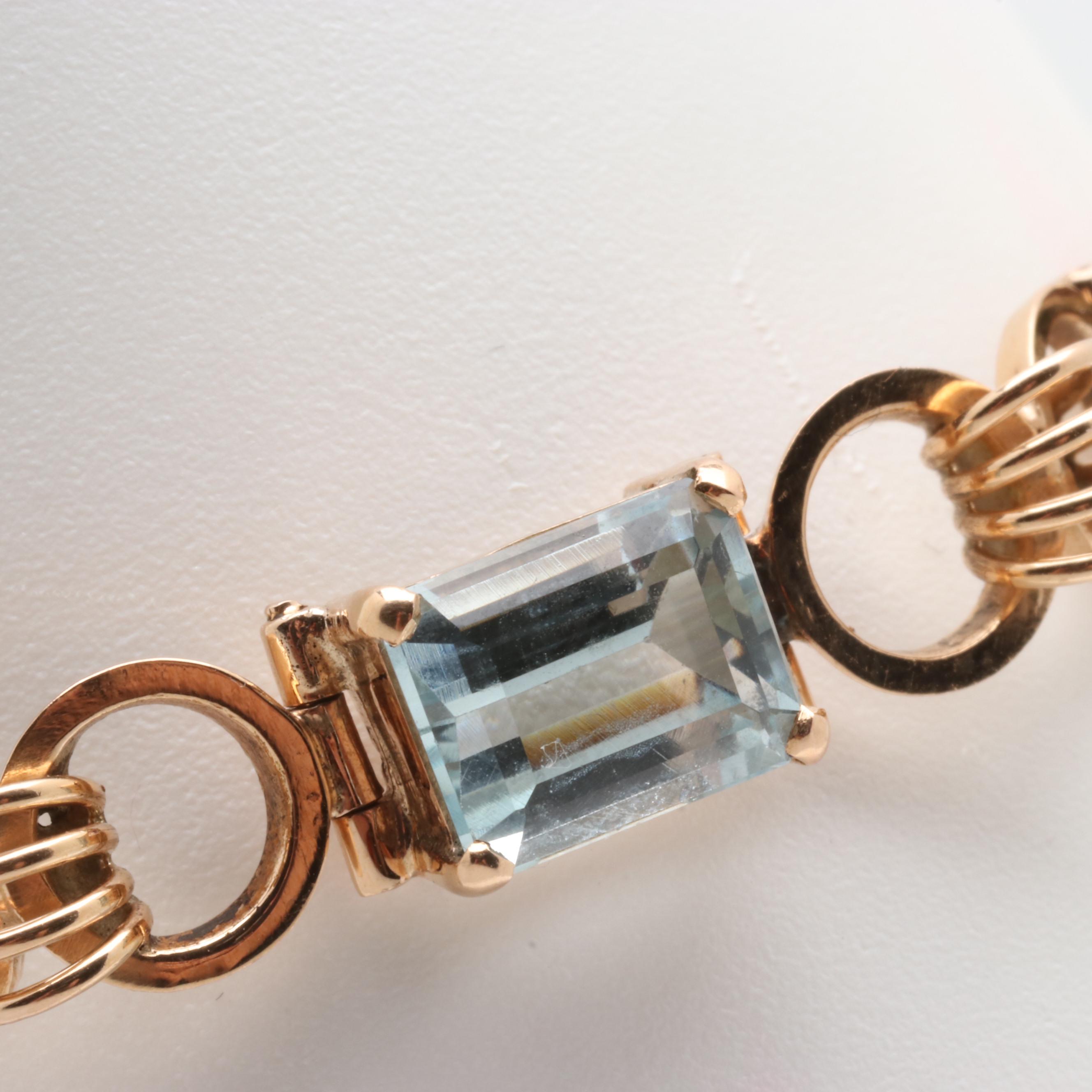 14K Rose Gold Mixed Gemstone Bracelet Including Morganite