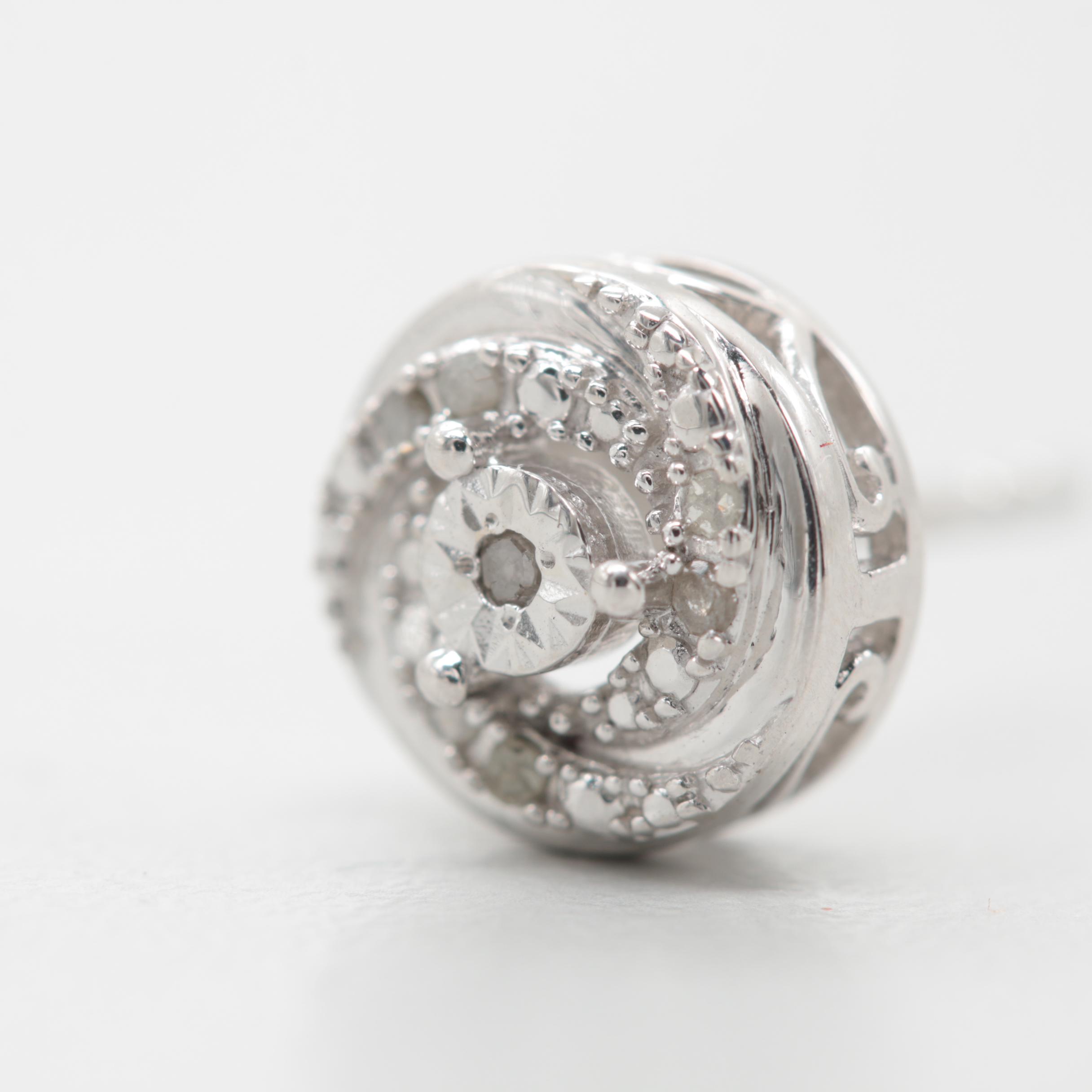 Sterling Silver Diamond Stud Earrings