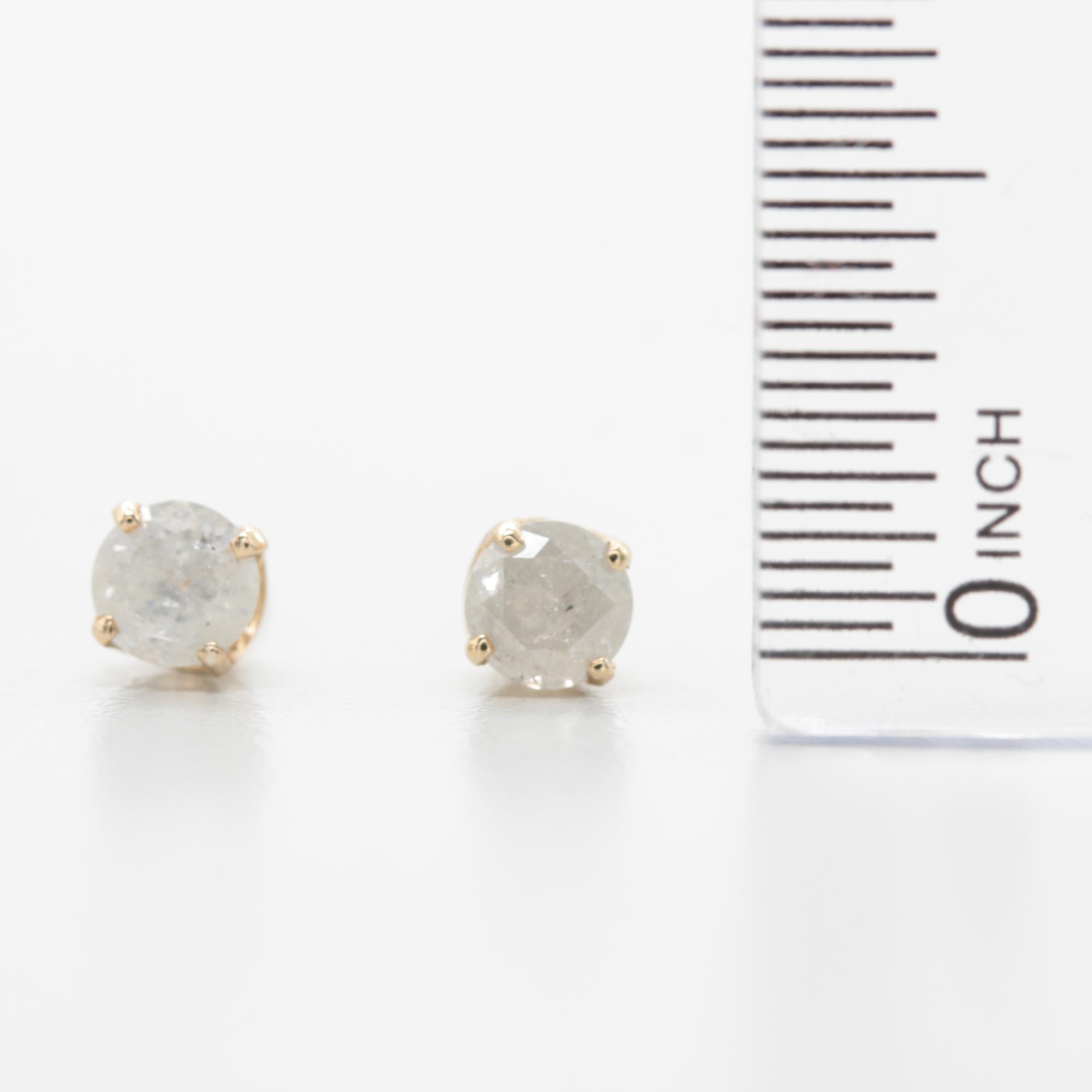 14K Yellow Gold Diamond Stud Earrings