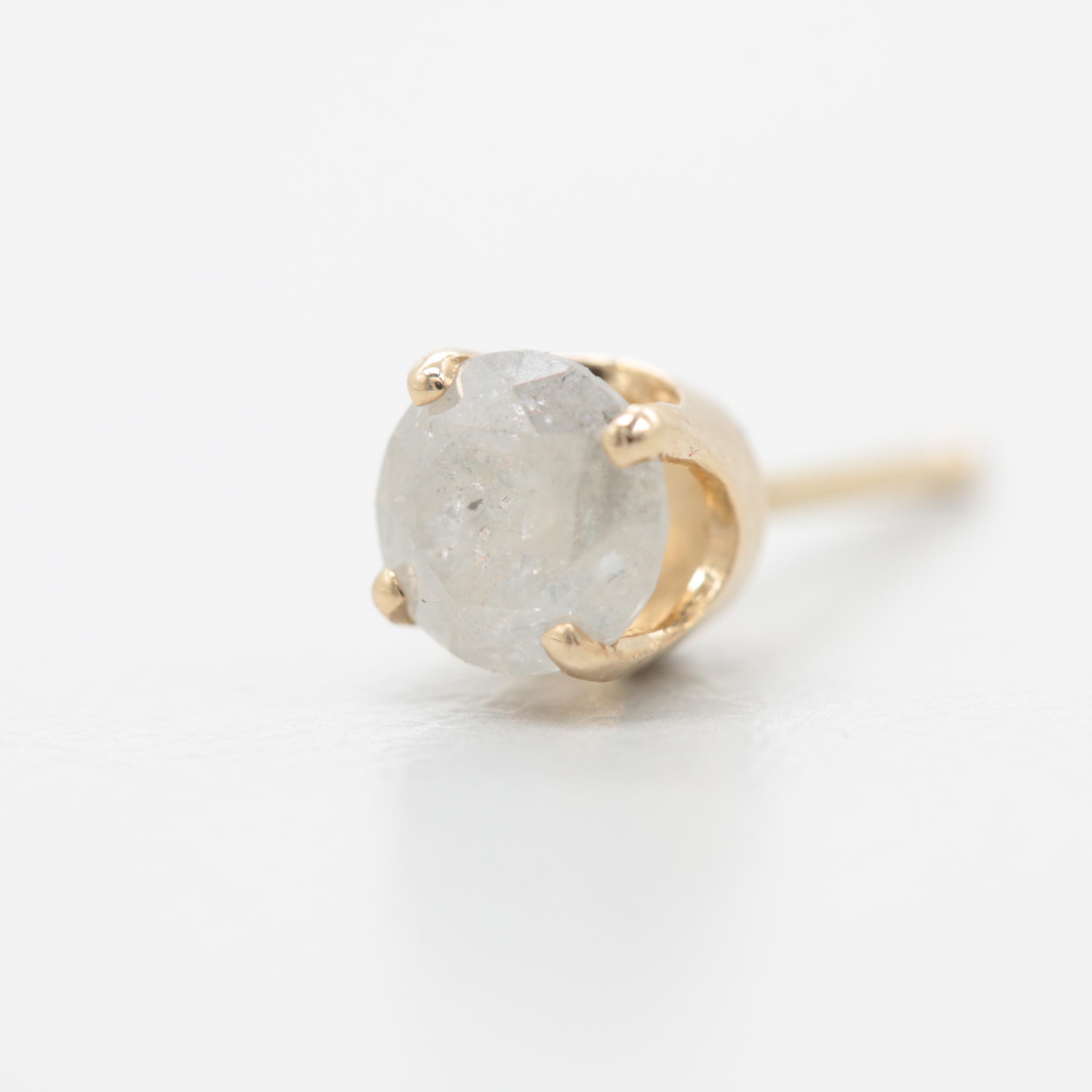 14K Yellow Gold Diamond Stud Earrings