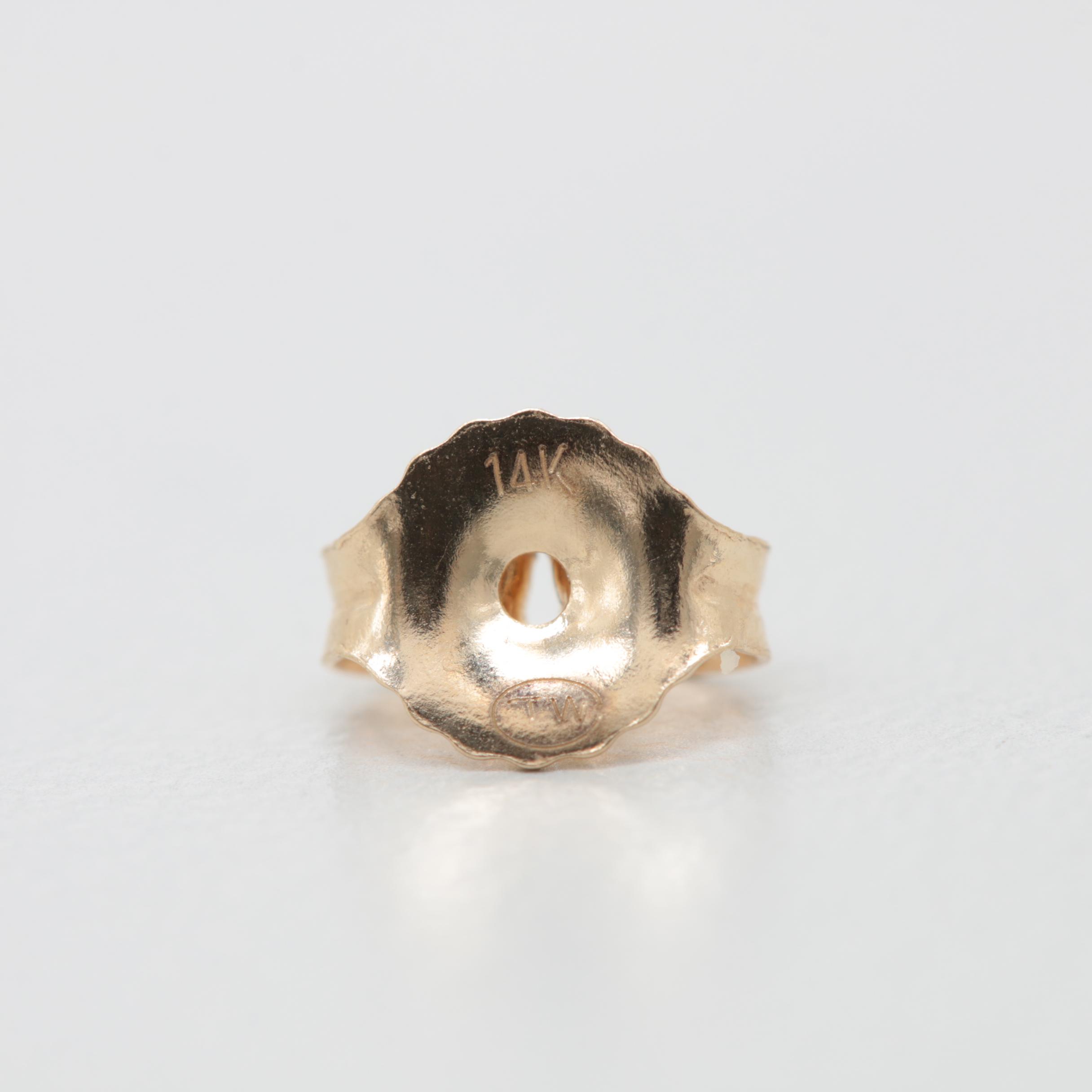 14K Yellow Gold Diamond Stud Earrings