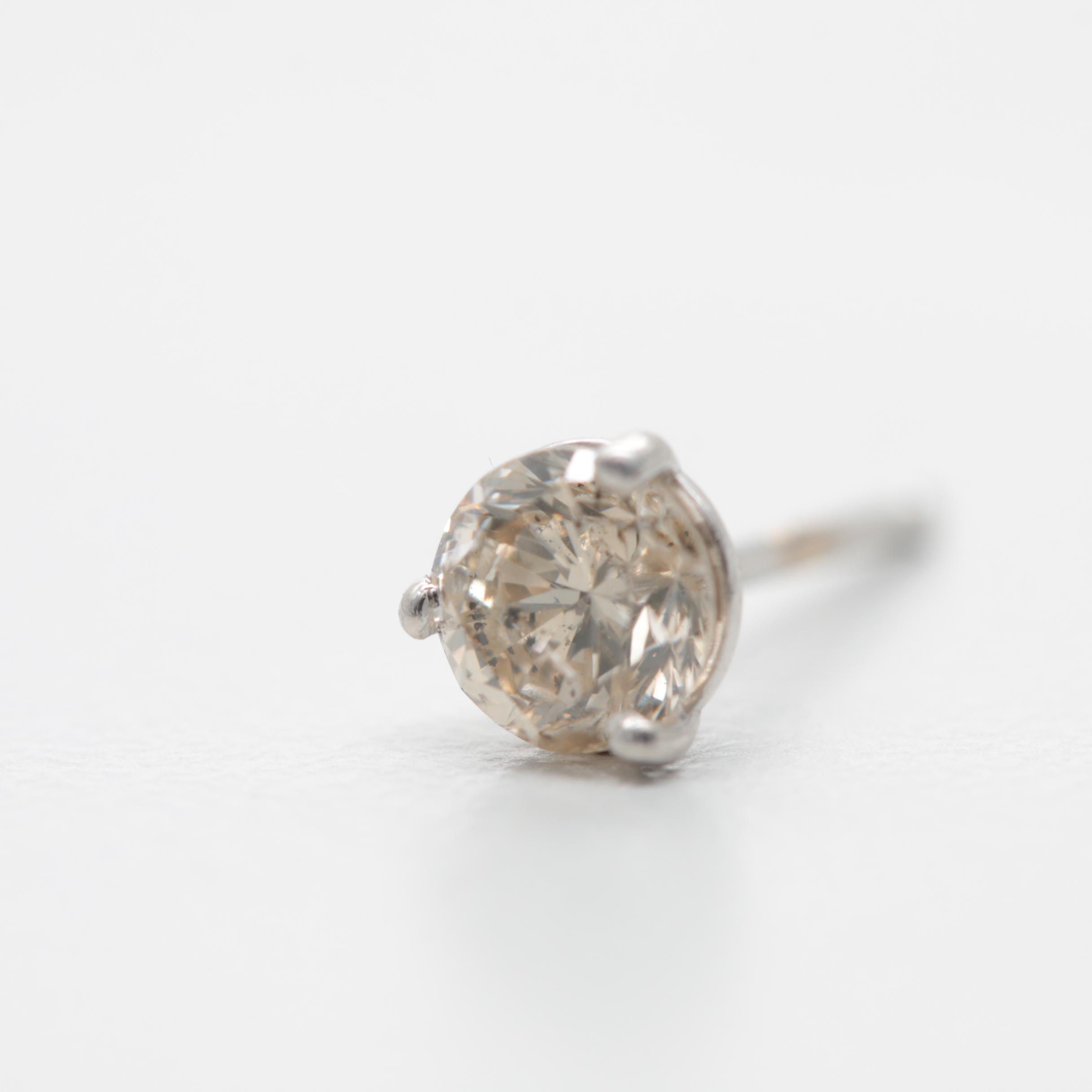 14K White Gold Diamond Stud Earrings