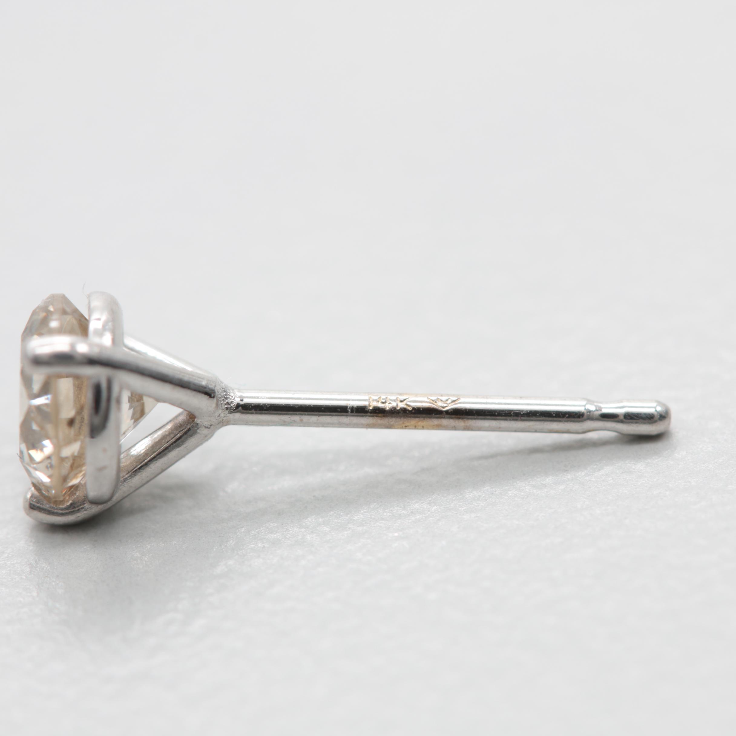 14K White Gold Diamond Stud Earrings