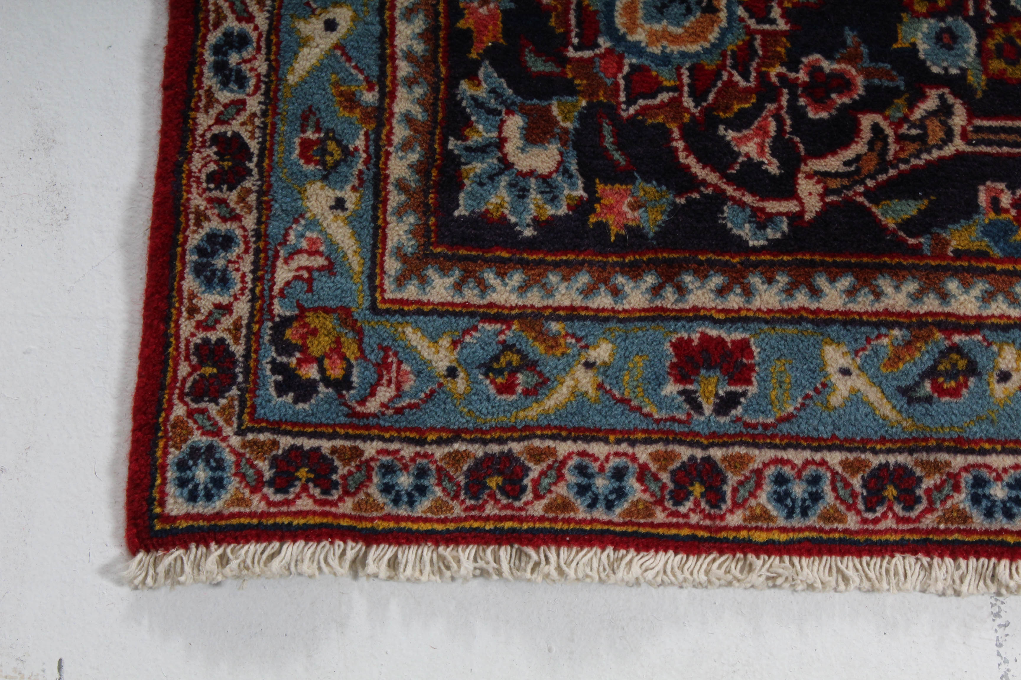 Semi-Antique Hand-Knotted Persian Kashan Room Sized Rug