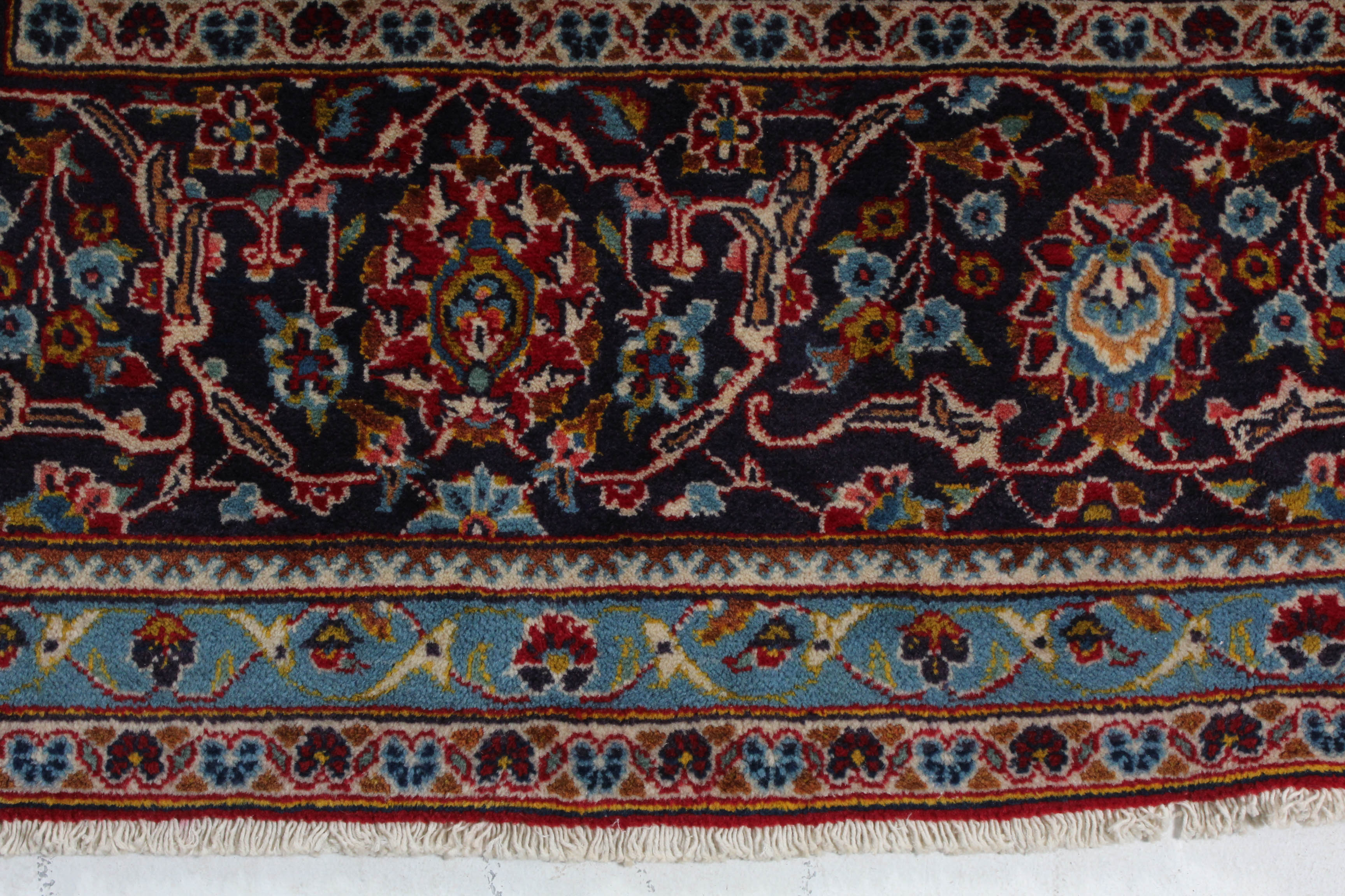 Semi-Antique Hand-Knotted Persian Kashan Room Sized Rug