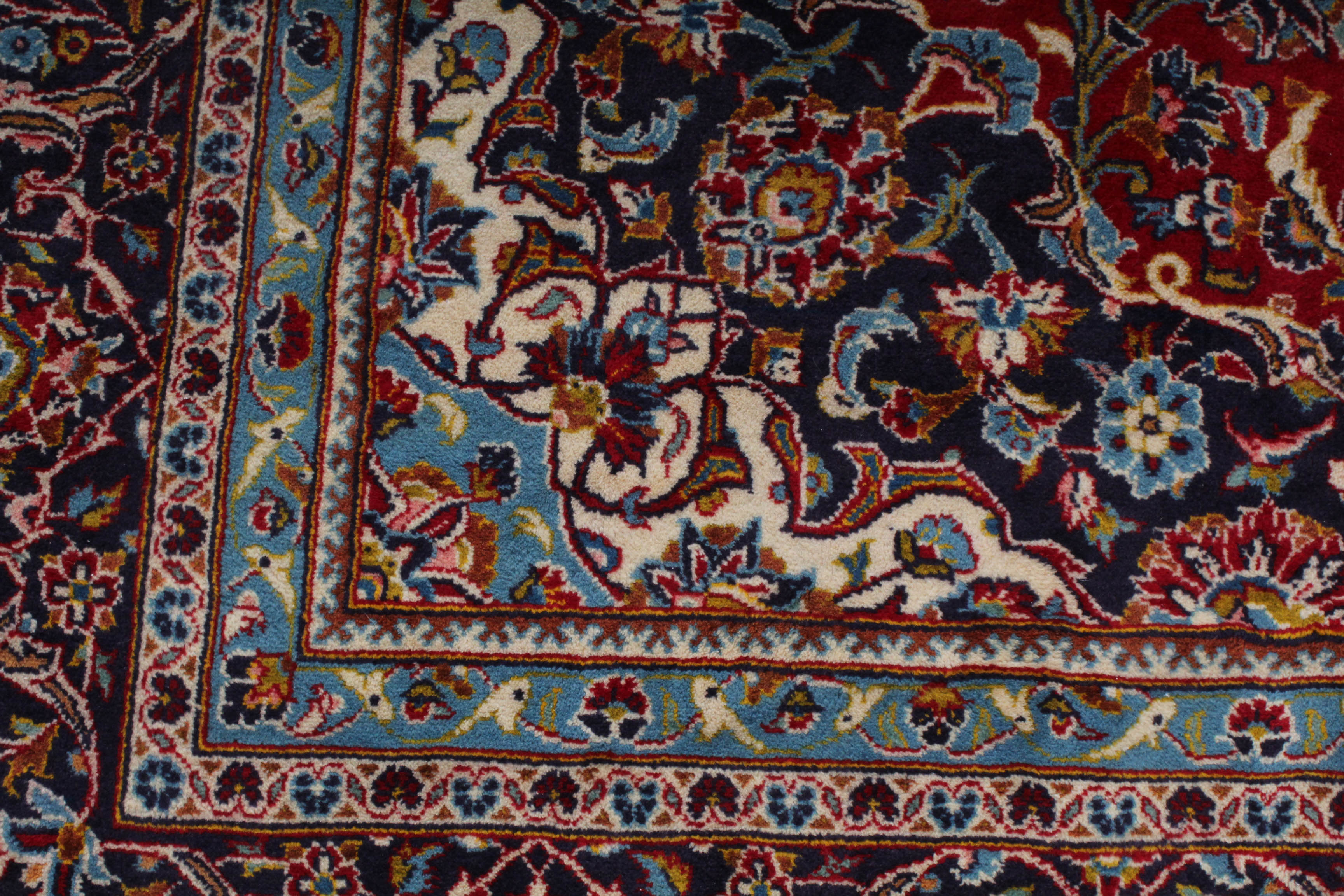 Semi-Antique Hand-Knotted Persian Kashan Room Sized Rug