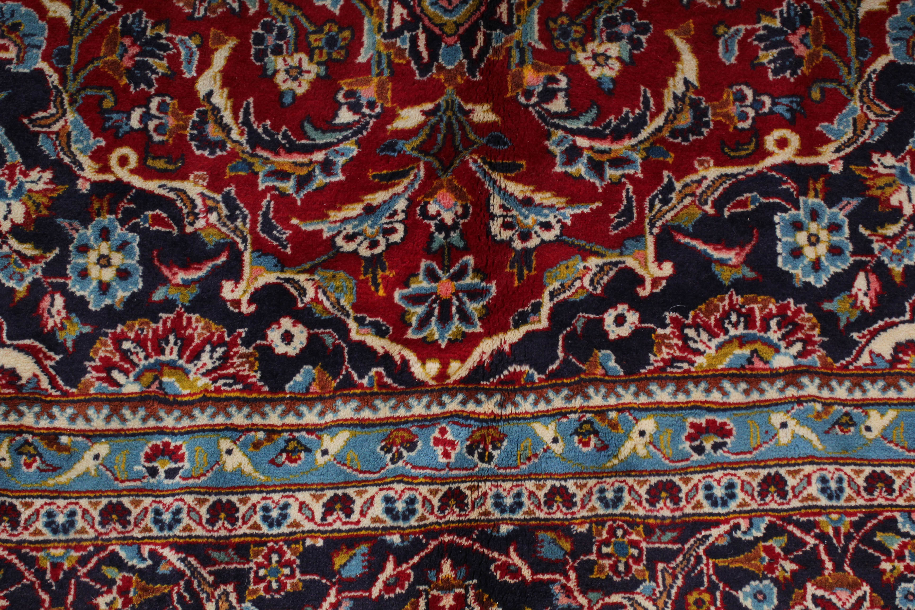 Semi-Antique Hand-Knotted Persian Kashan Room Sized Rug