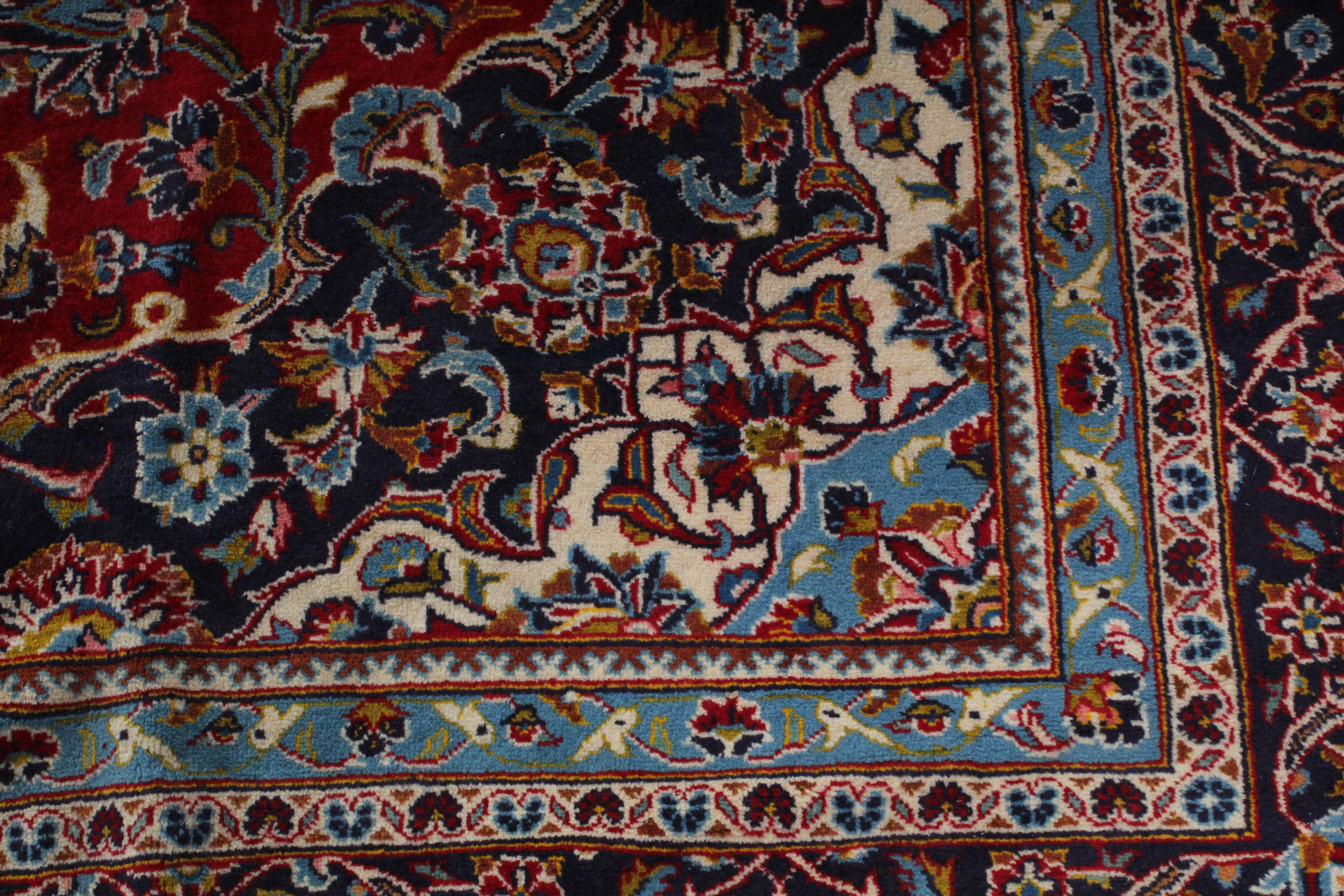 Semi-Antique Hand-Knotted Persian Kashan Room Sized Rug