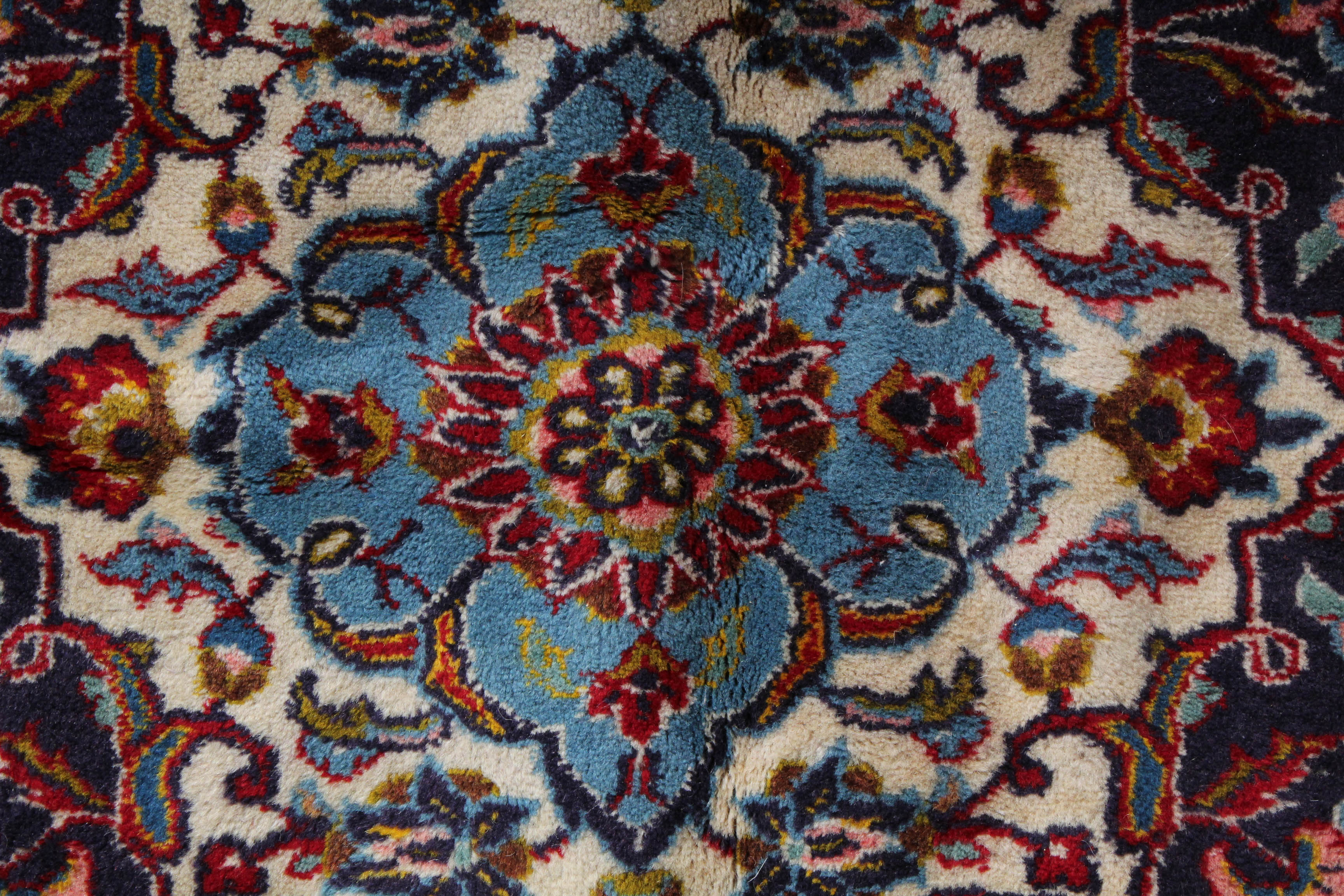 Semi-Antique Hand-Knotted Persian Kashan Room Sized Rug