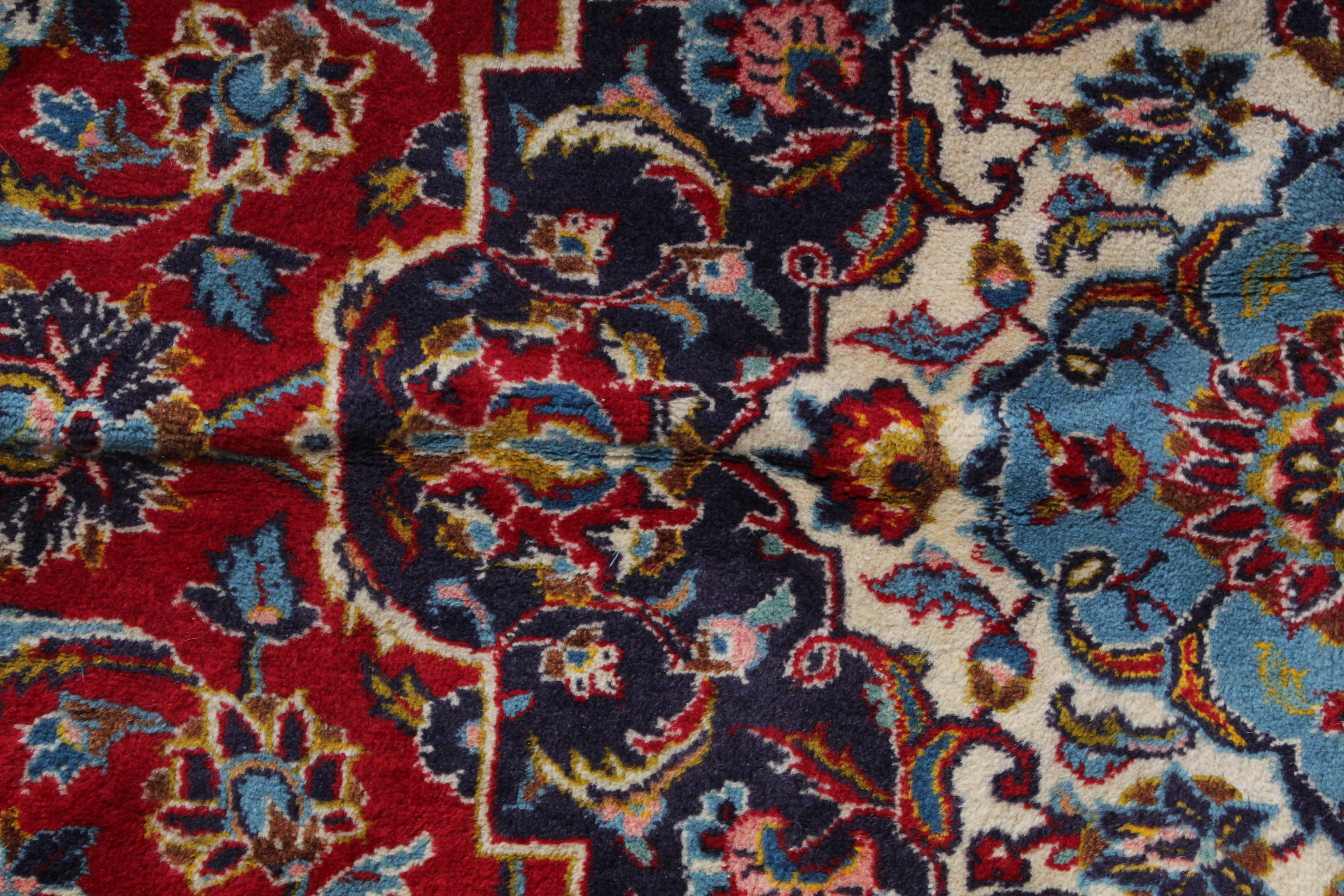 Semi-Antique Hand-Knotted Persian Kashan Room Sized Rug
