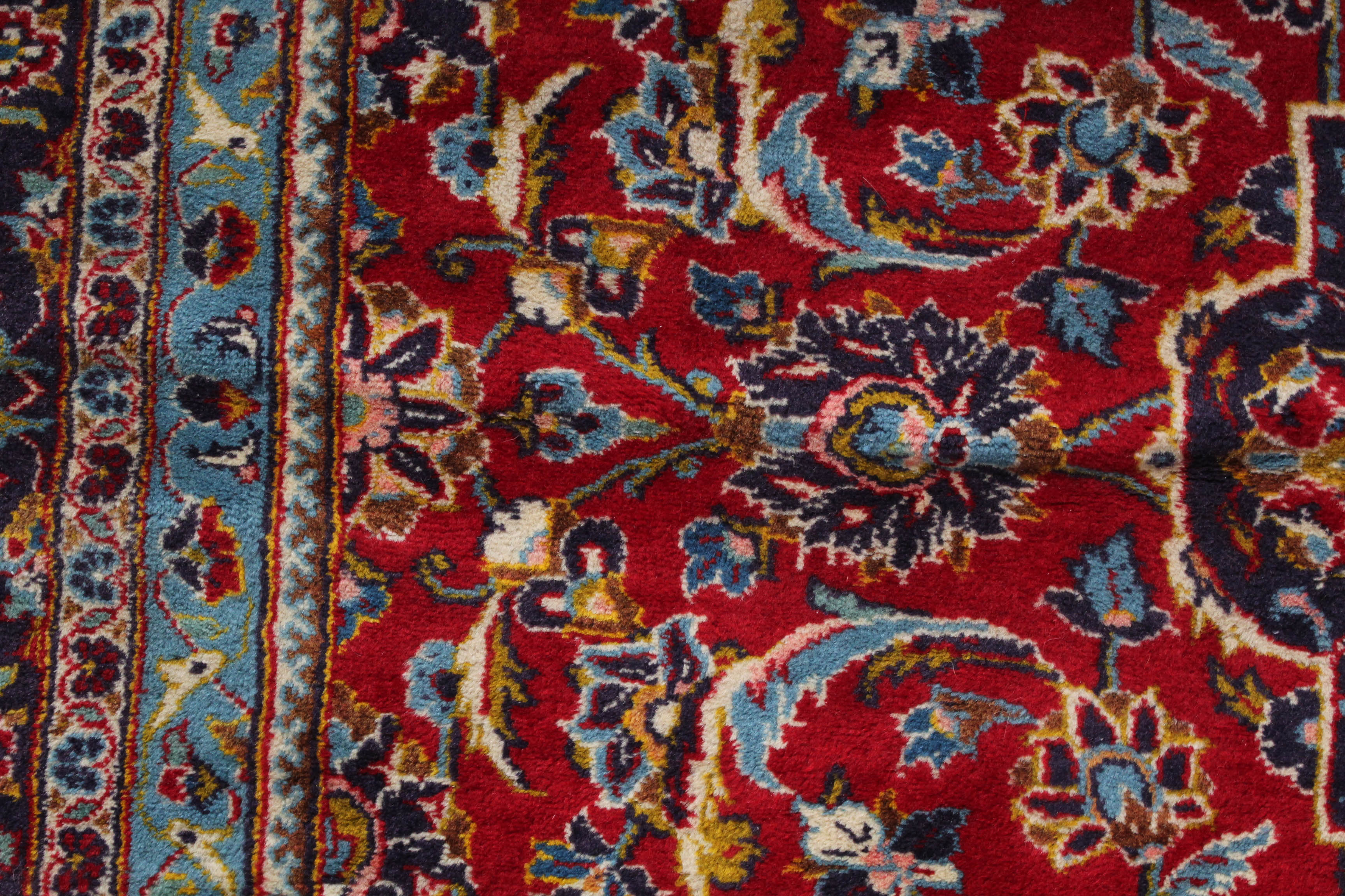 Semi-Antique Hand-Knotted Persian Kashan Room Sized Rug