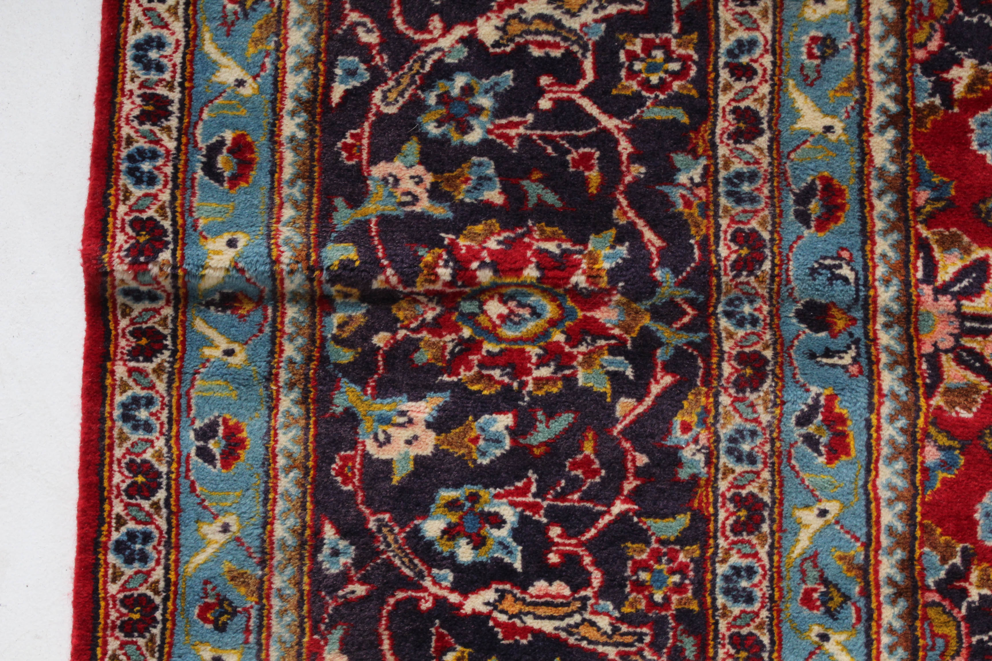 Semi-Antique Hand-Knotted Persian Kashan Room Sized Rug