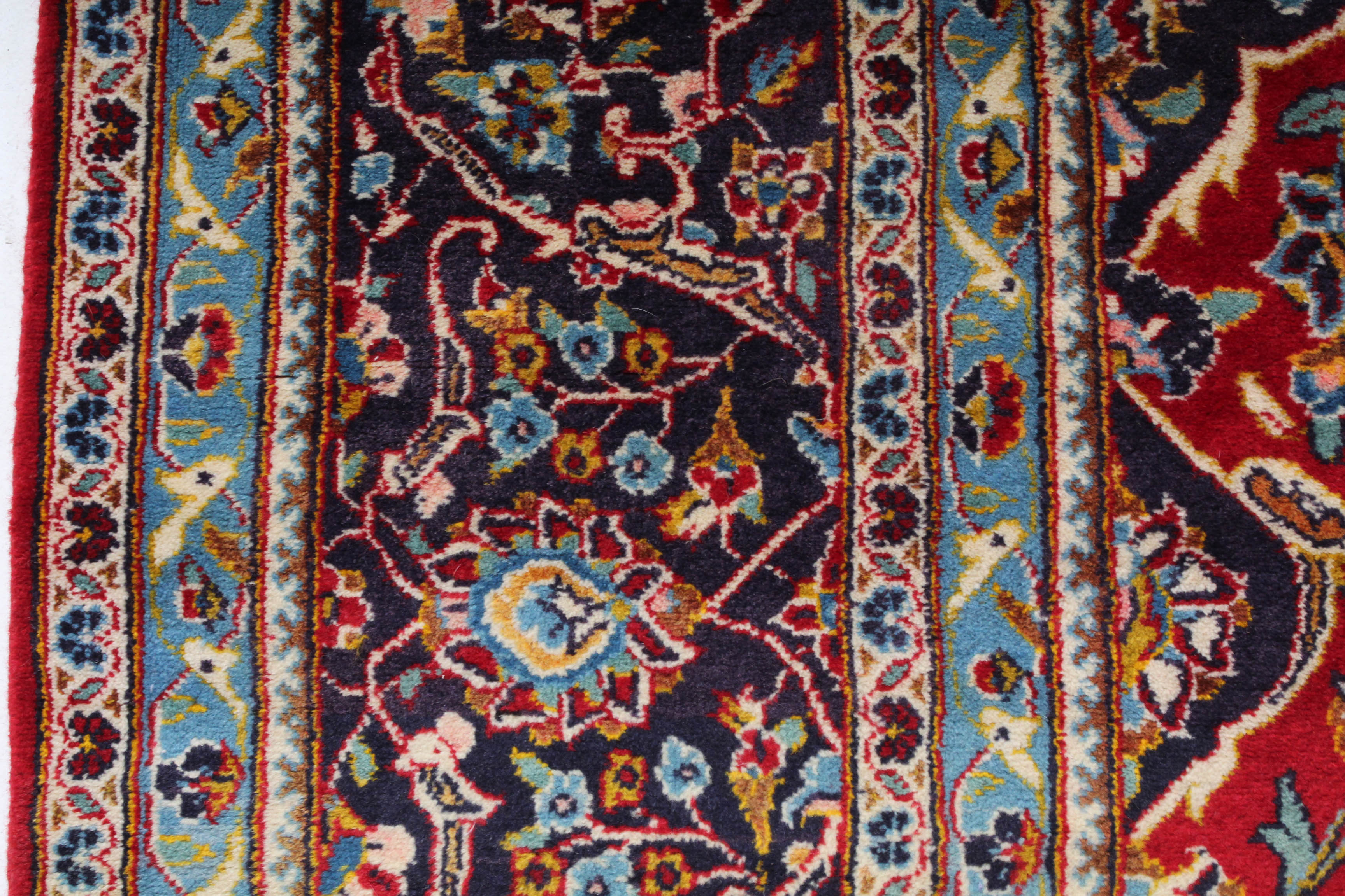 Semi-Antique Hand-Knotted Persian Kashan Room Sized Rug